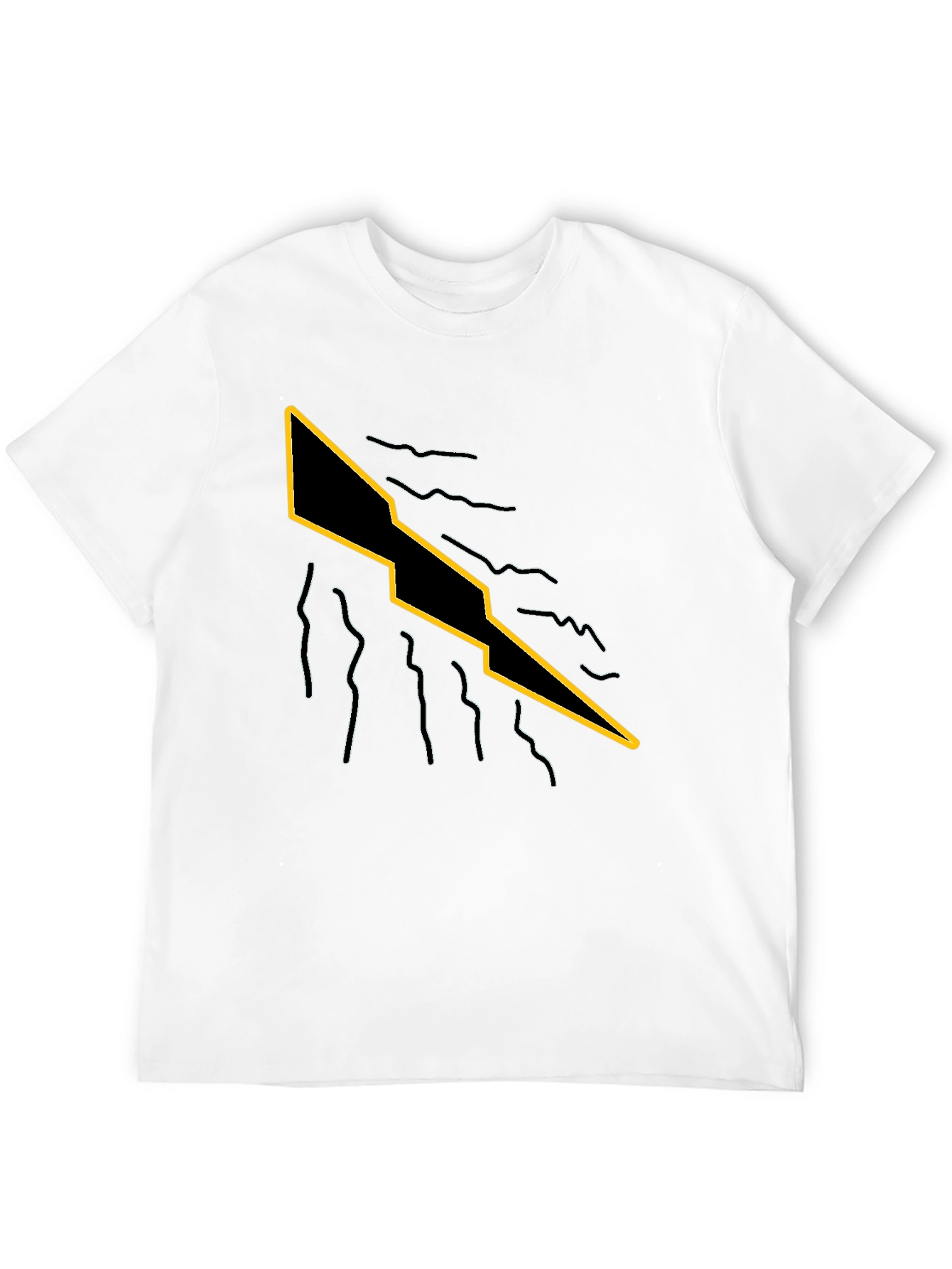 Mens Black T-Shirt with Graphic Lightning Bolt Design