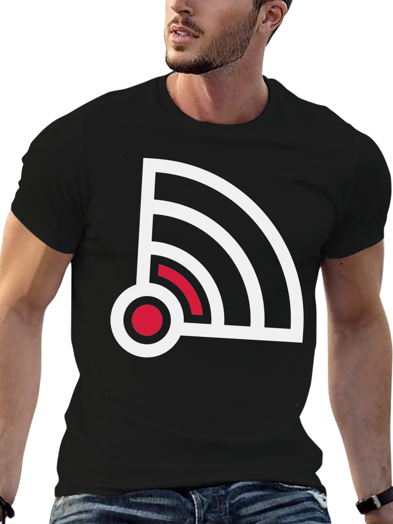 Stylish Signal Graphic Tee - Black