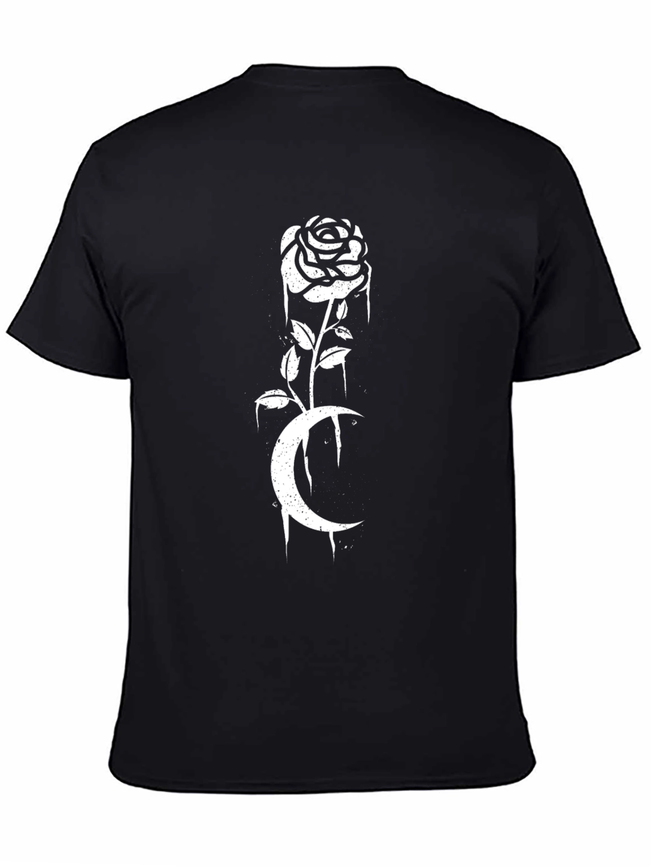 Gothic Rose Moon T-Shirt - Black Graphic Tee