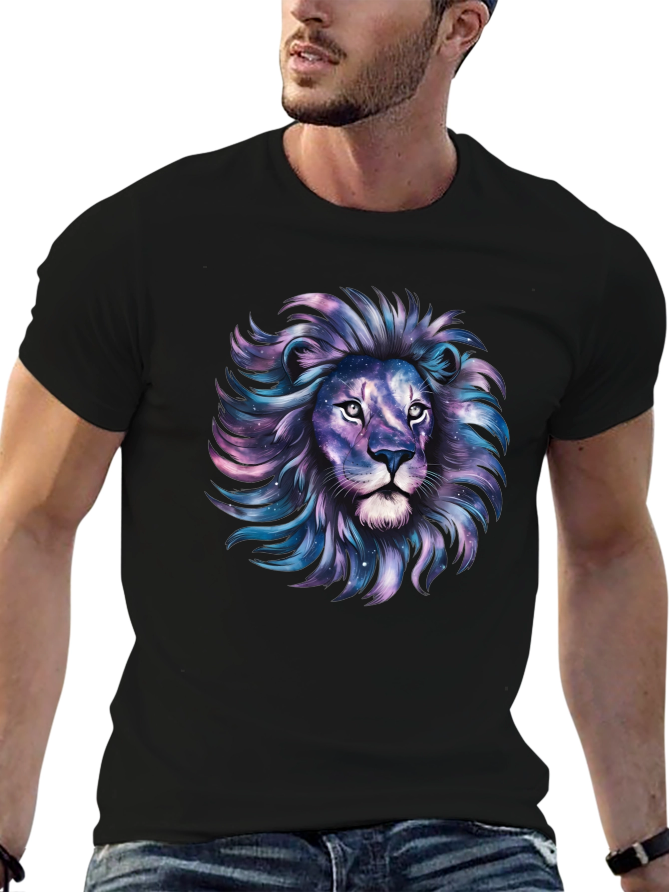 Galaxy Lion Graphic Tee - Stylish Mens T-Shirt