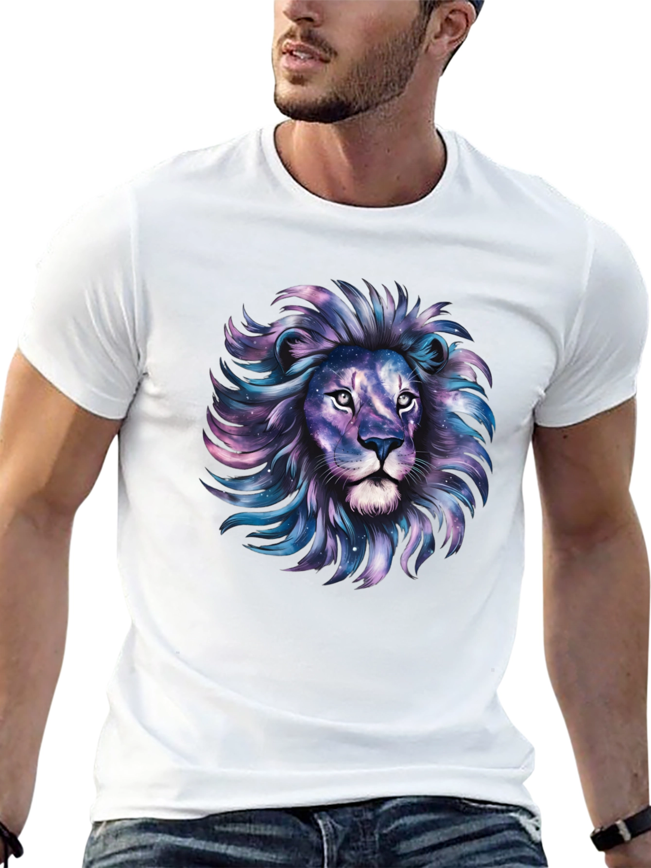Galaxy Lion Graphic Tee - Stylish Mens T-Shirt