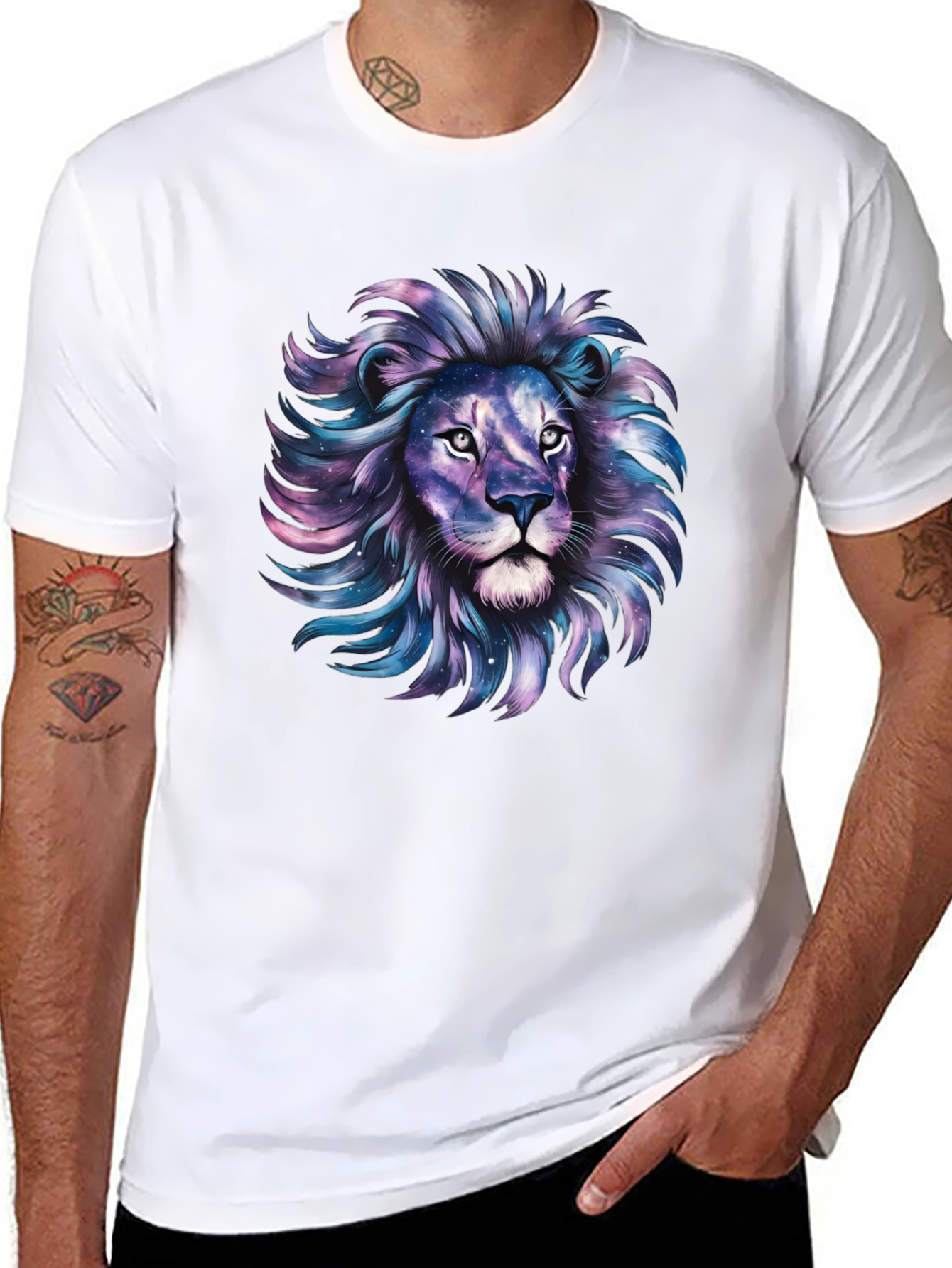 Galaxy Lion Graphic Tee - Stylish Mens T-Shirt