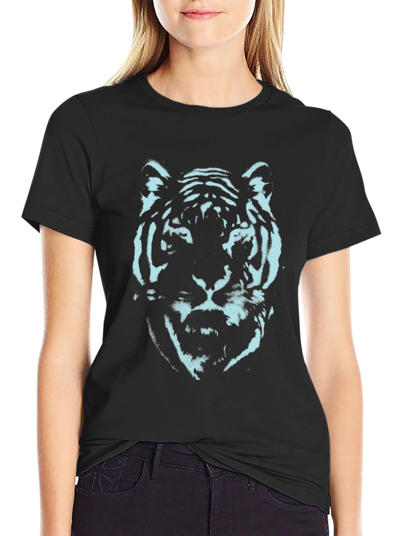 Cool Tiger Graphic Tee - Black Cotton T-Shirt