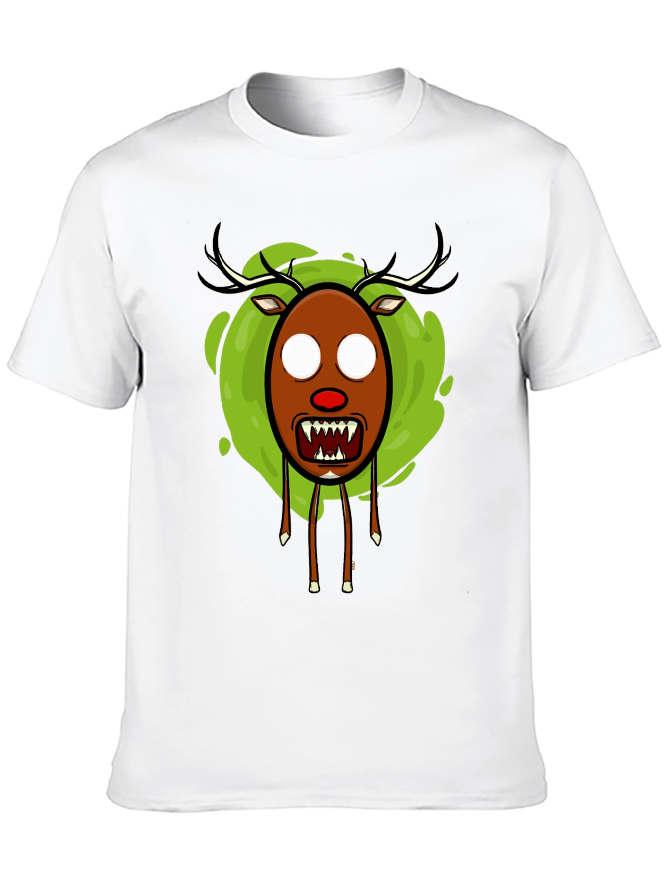 Mens Black Scary Reindeer Graphic Tee
