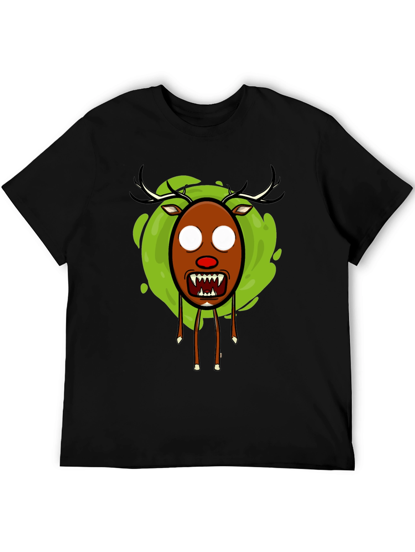 Mens Black Scary Reindeer Graphic Tee