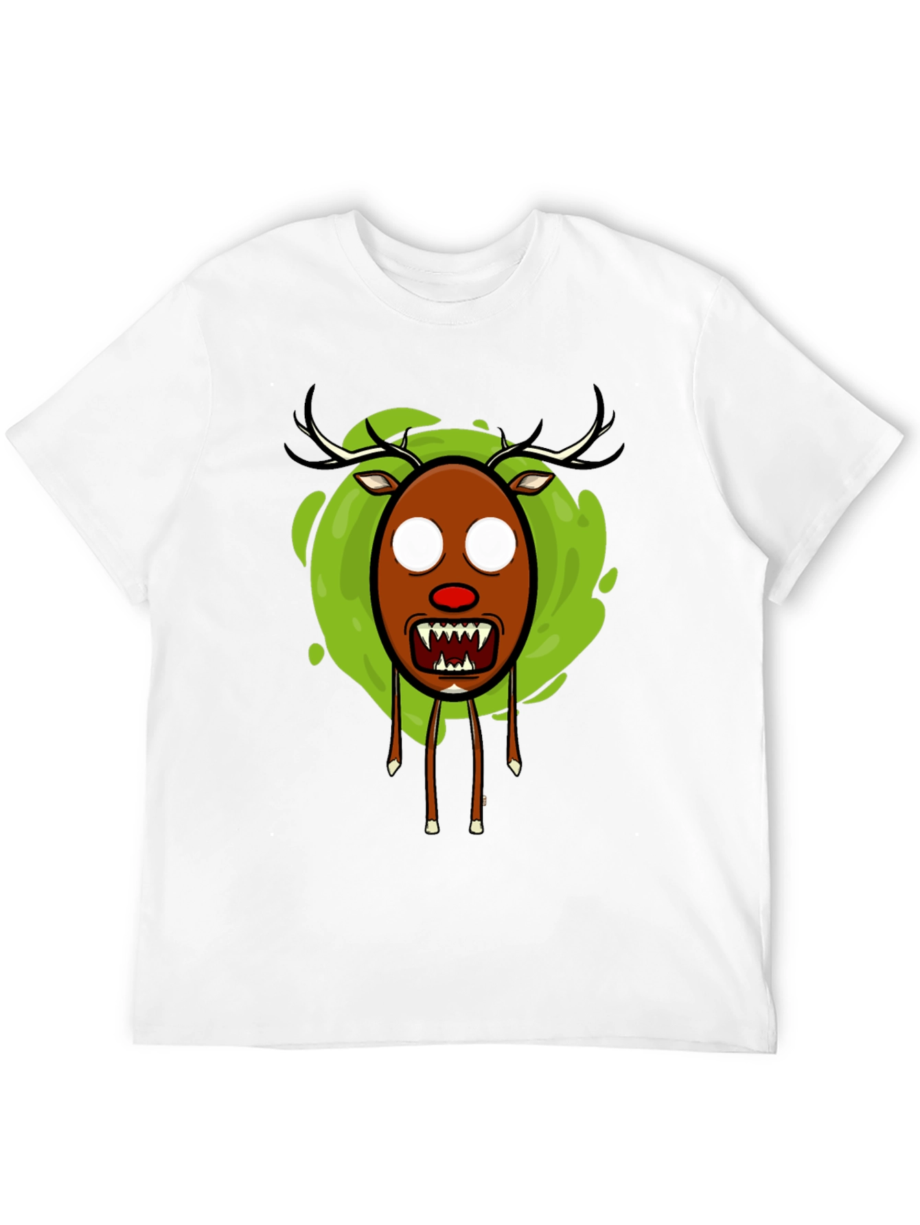 Mens Black Scary Reindeer Graphic Tee