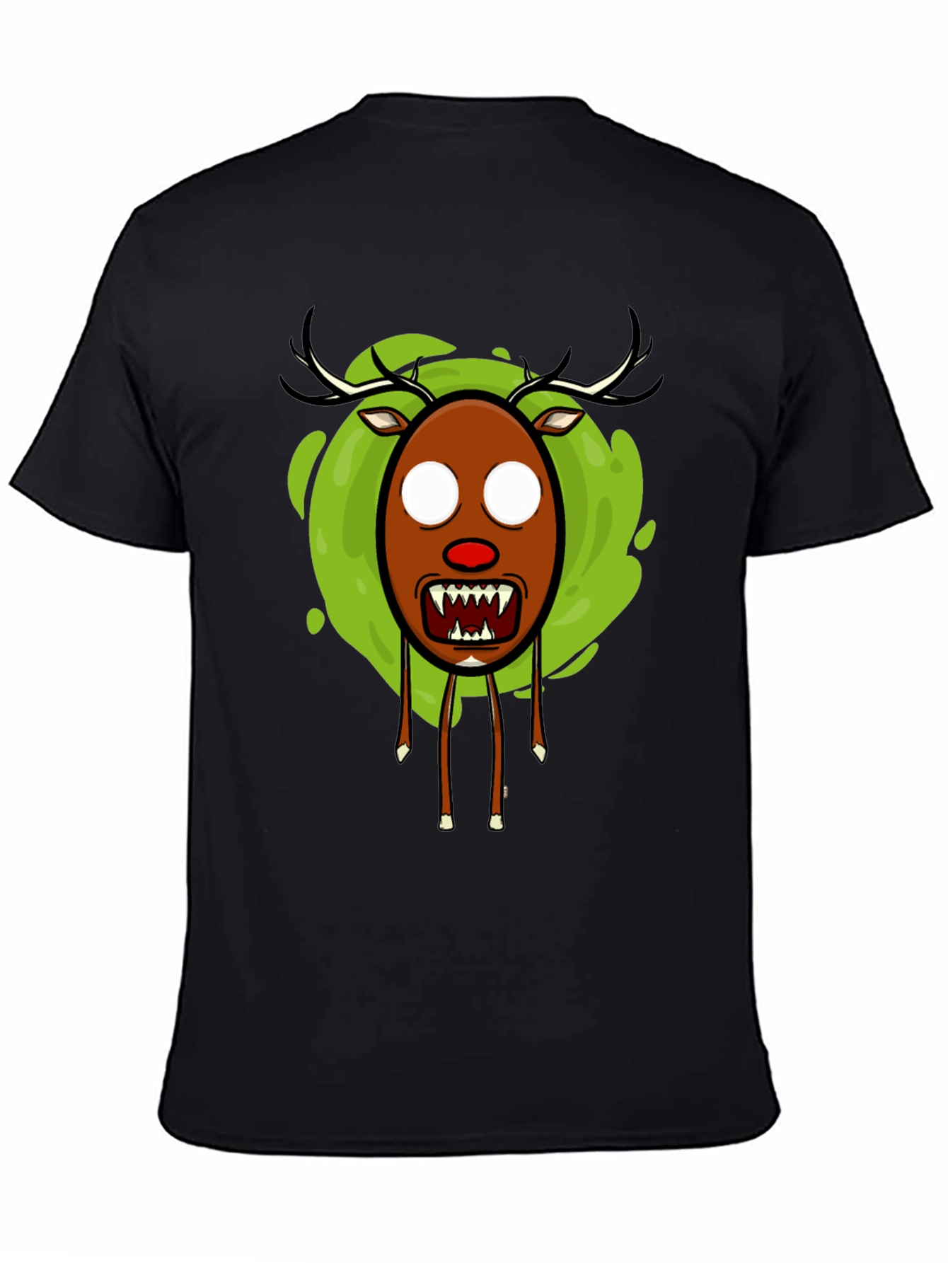 Mens Black Scary Reindeer Graphic Tee