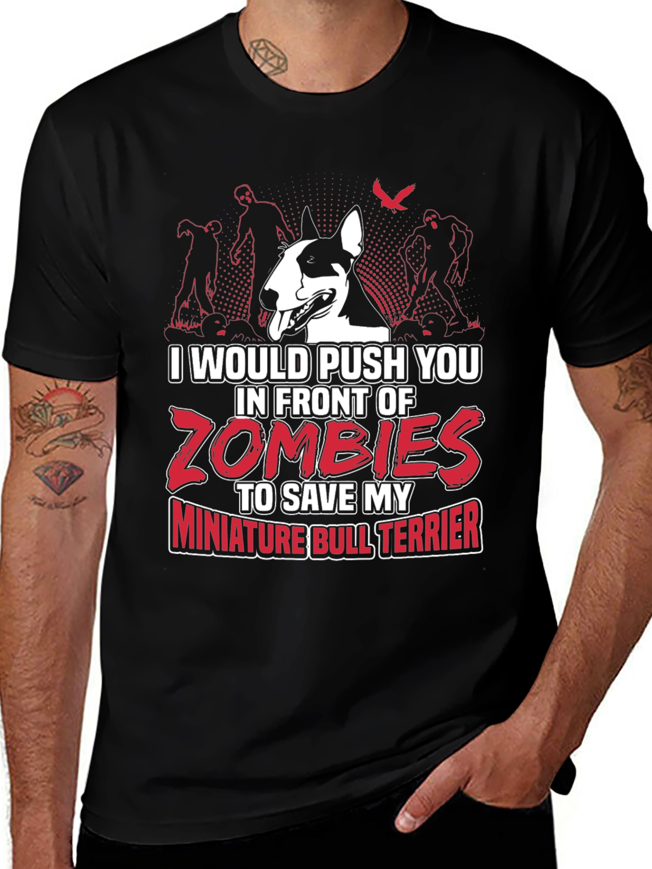 Miniature Bull Terrier Zombie T-Shirt