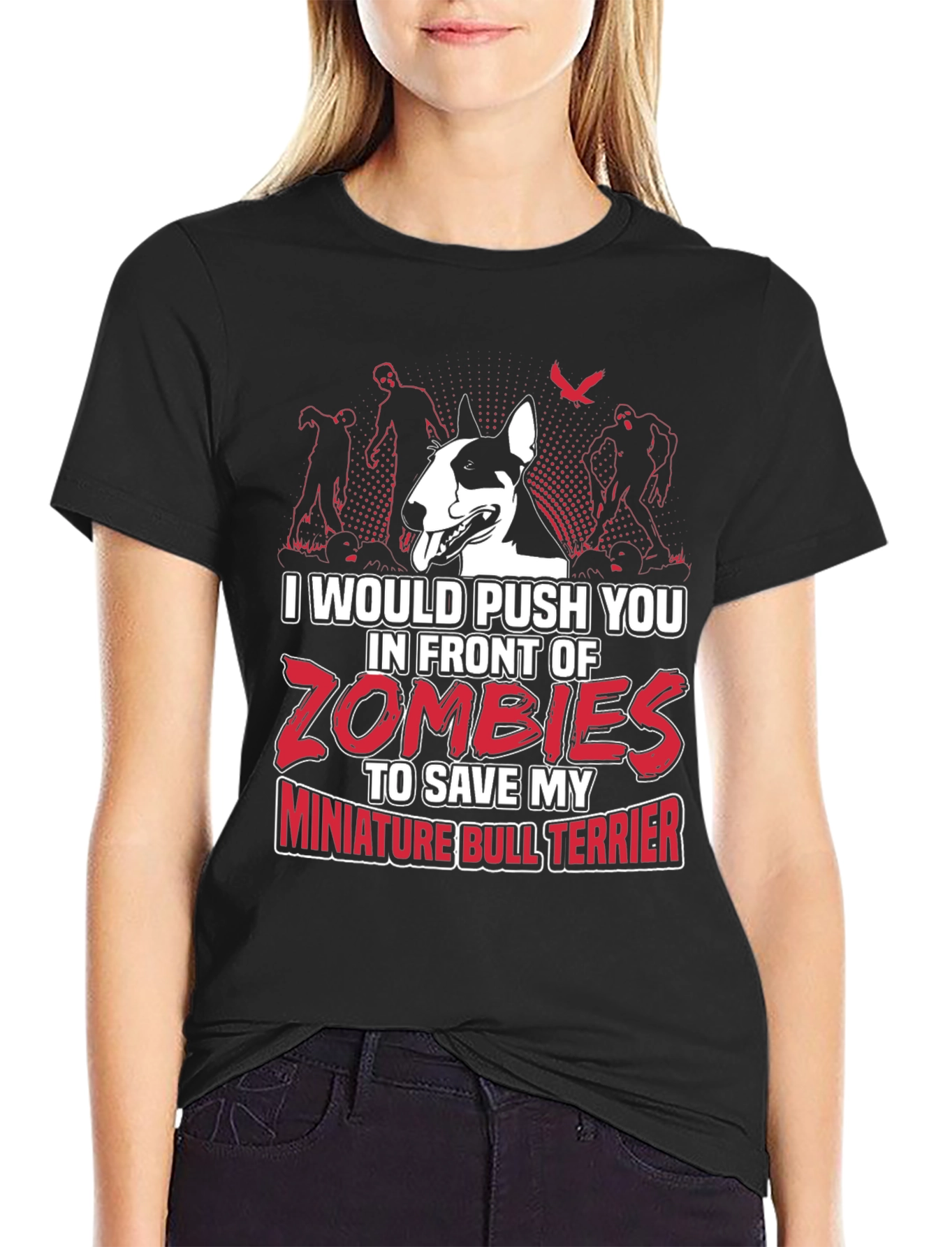 Miniature Bull Terrier Zombie T-Shirt