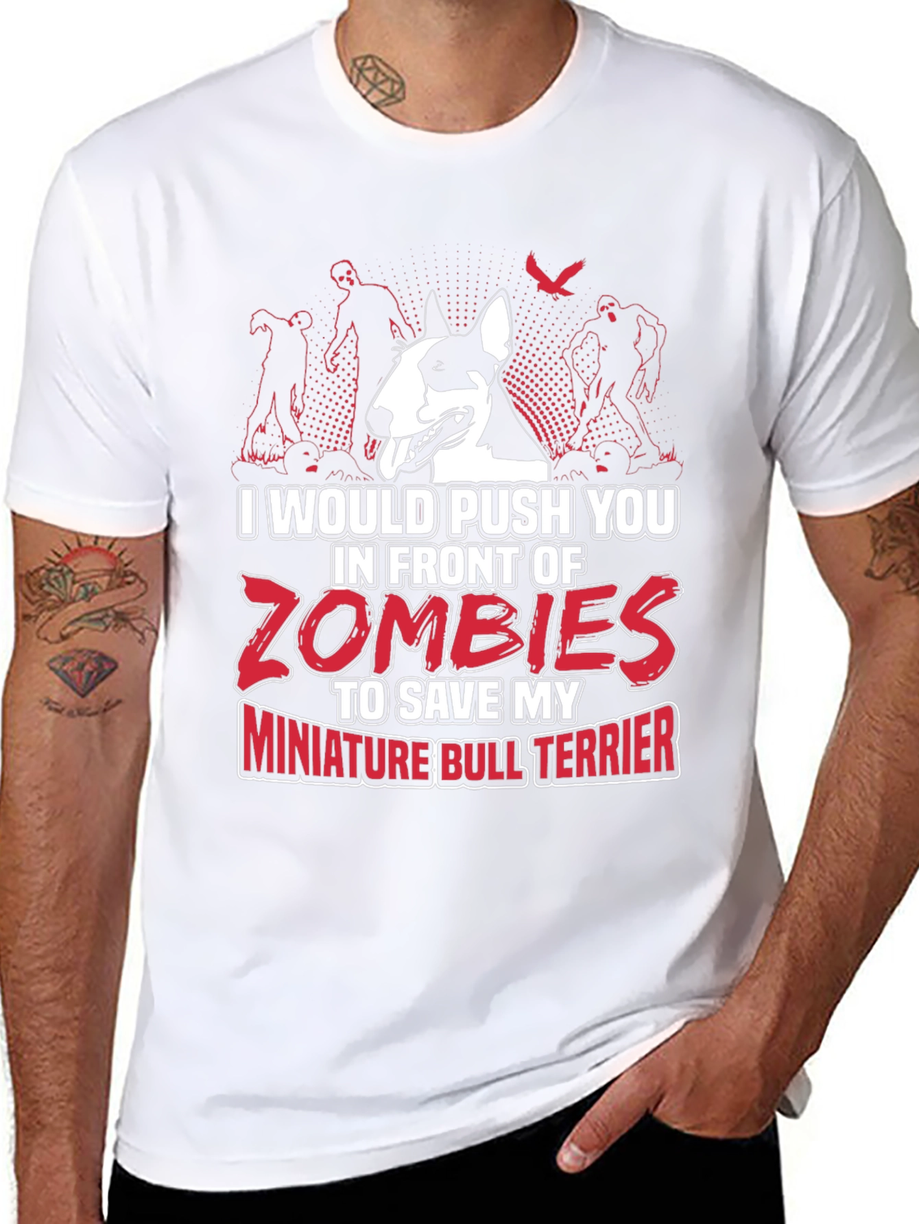 Miniature Bull Terrier Zombie T-Shirt