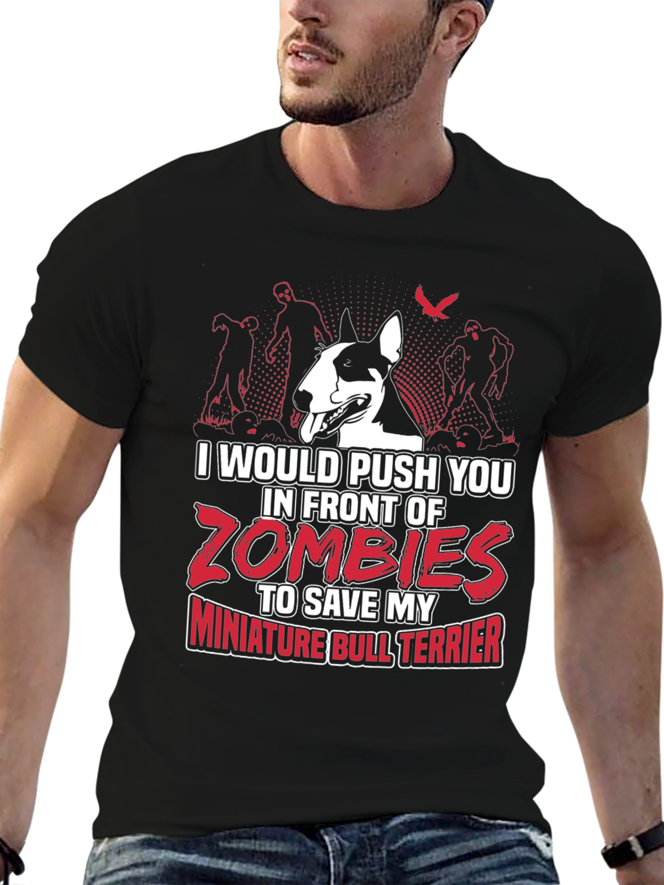 Miniature Bull Terrier Zombie T-Shirt