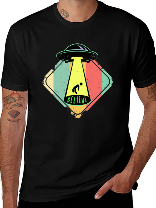 Believe Alien Abduction Graphic Tee - Black