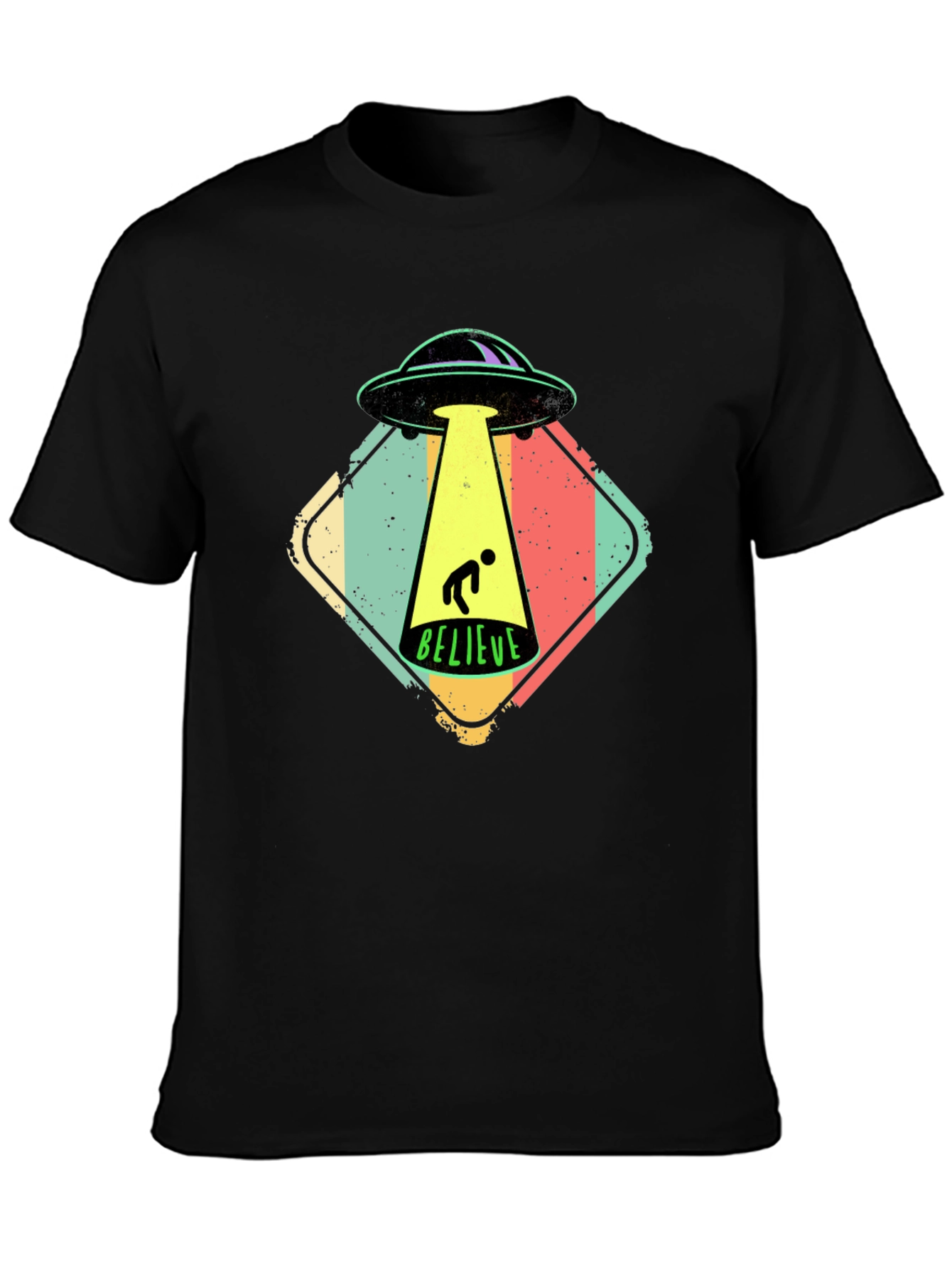 Believe Alien Abduction Graphic Tee - Black