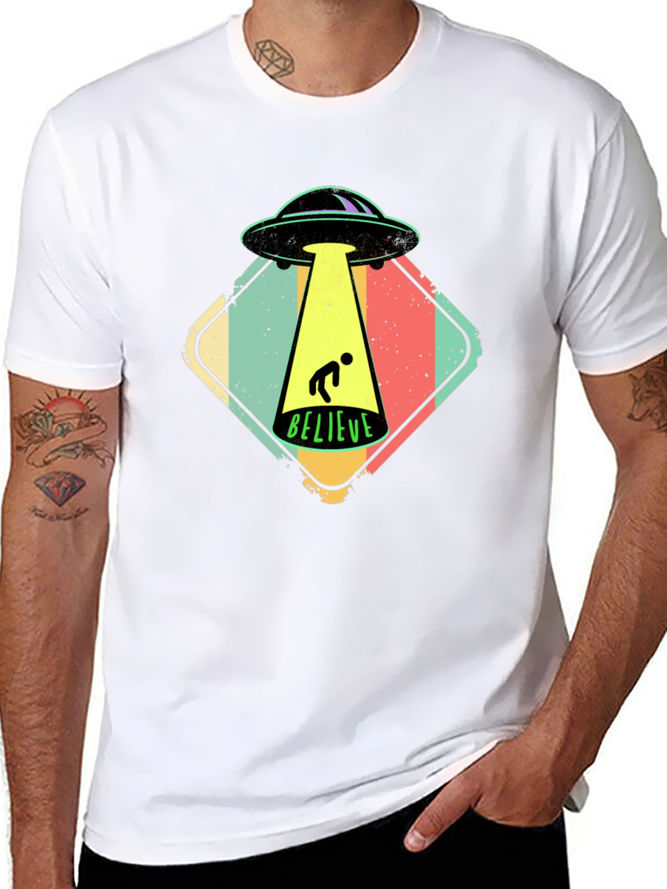 Believe Alien Abduction Graphic Tee - Black