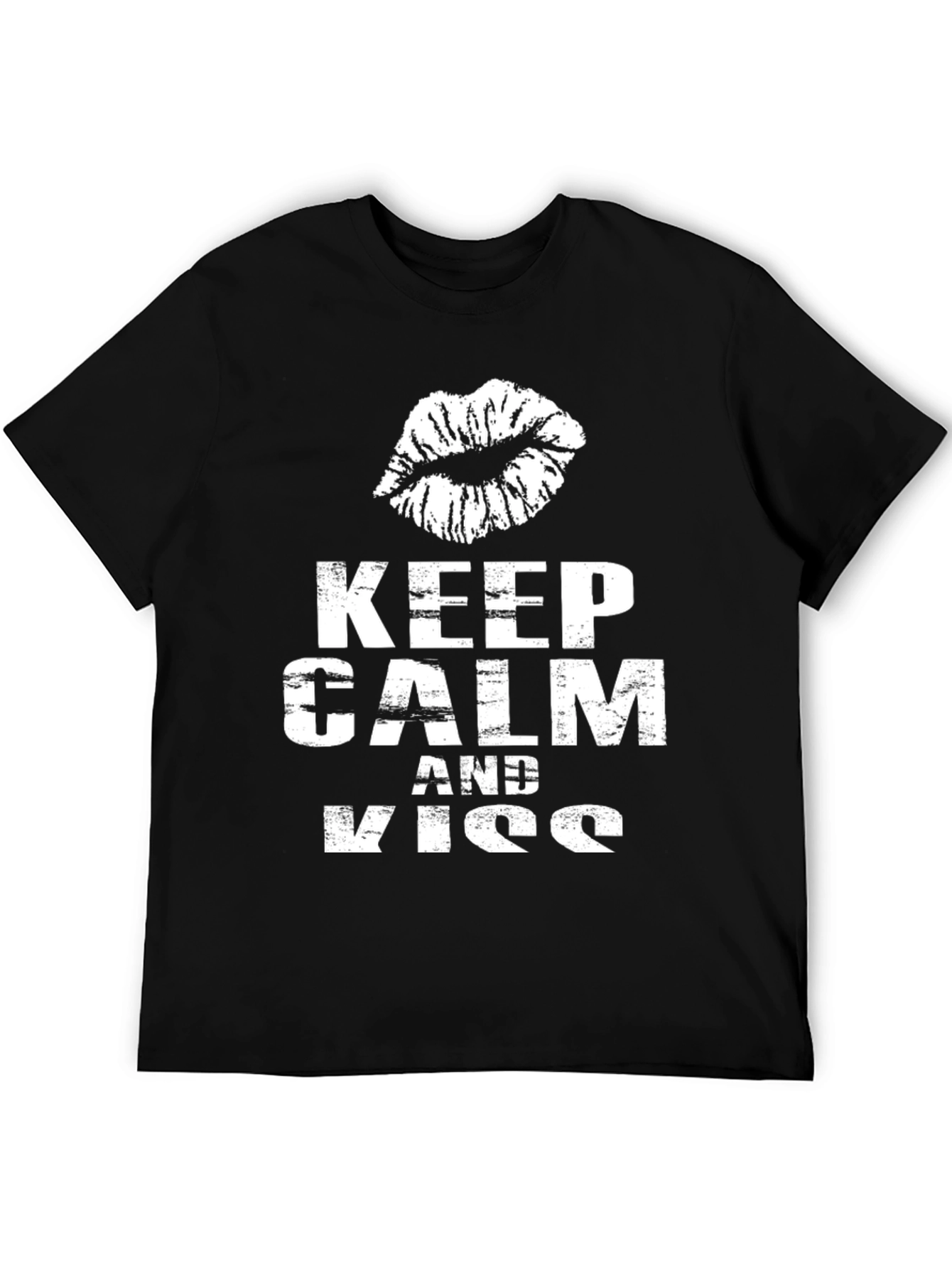Keep Calm & Kiss Black Graphic Tee