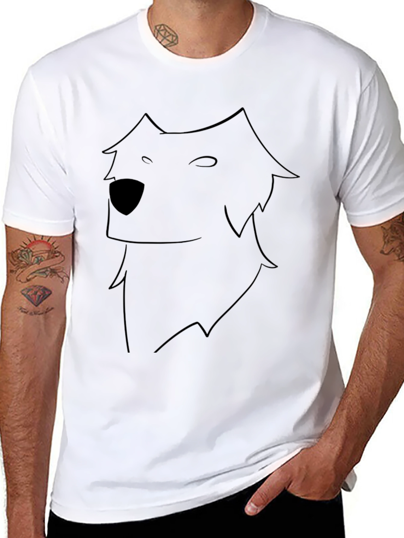 Minimalist Wolf Graphic Black T-Shirt