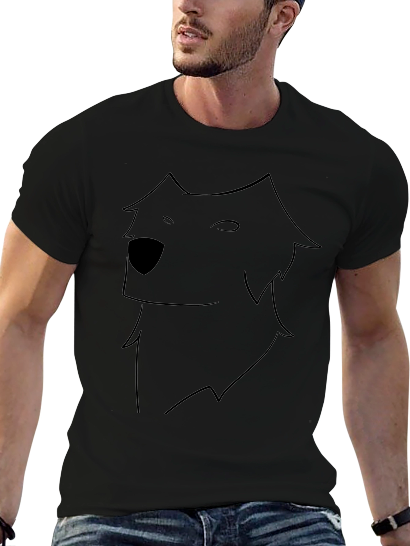 Minimalist Wolf Graphic Black T-Shirt