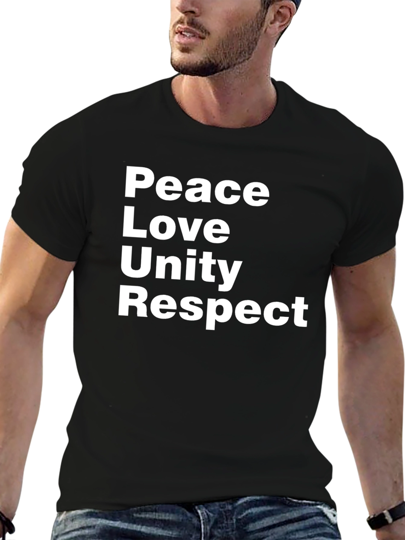 Peace Love Unity Respect Black Graphic Tee