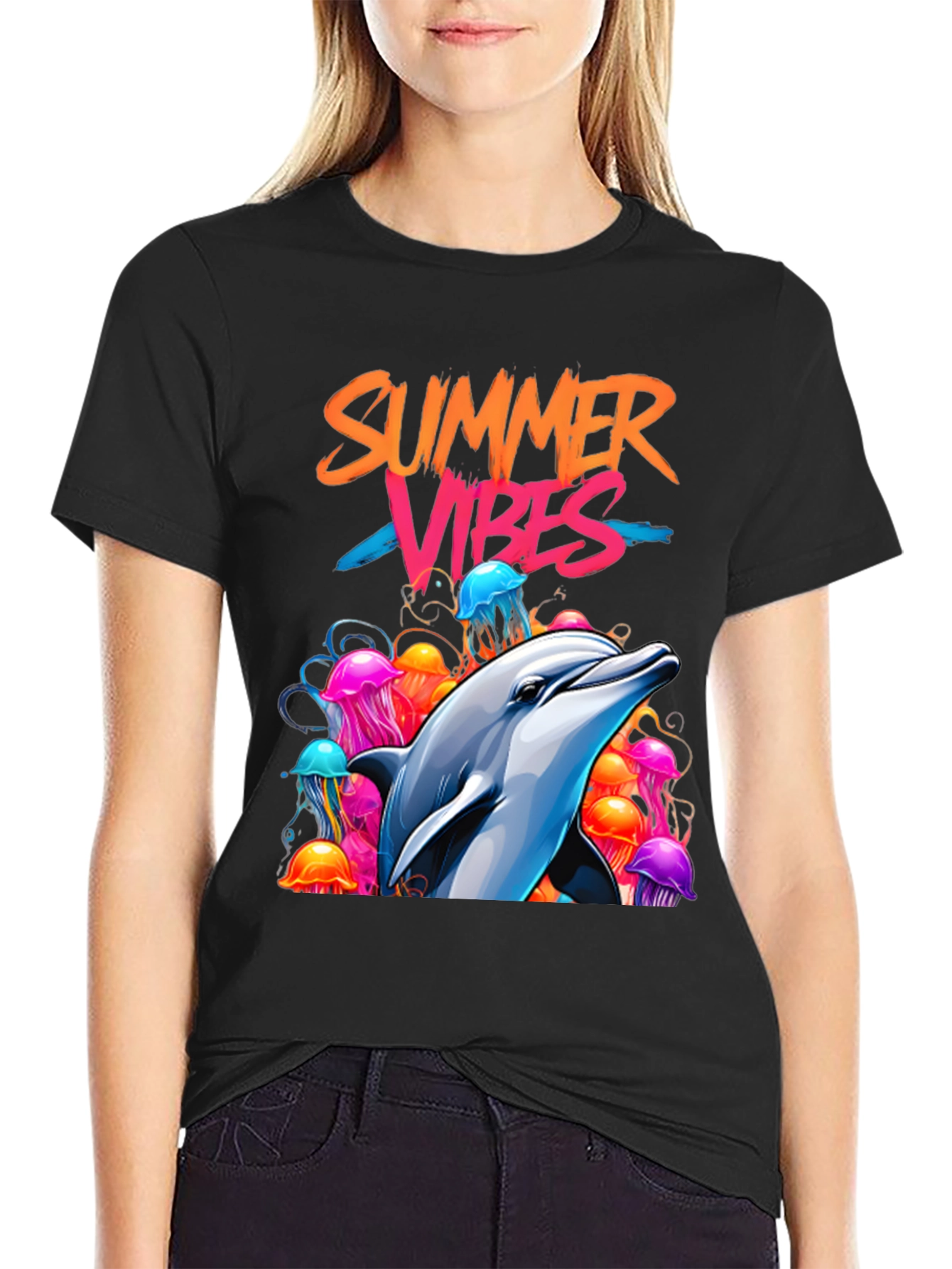 Summer Vibes Dolphin Graphic Tee