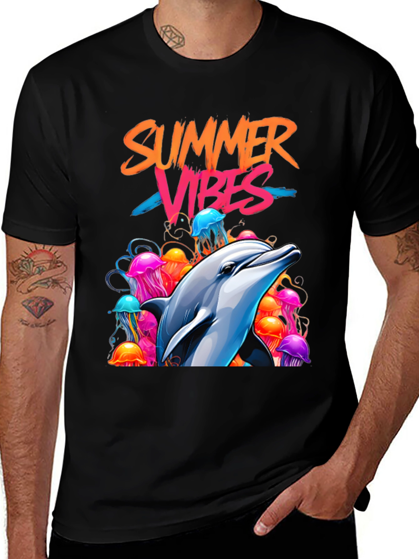 Summer Vibes Dolphin Graphic Tee