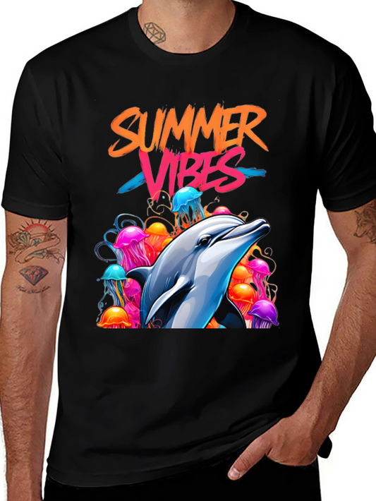 Summer Vibes Dolphin Graphic Tee