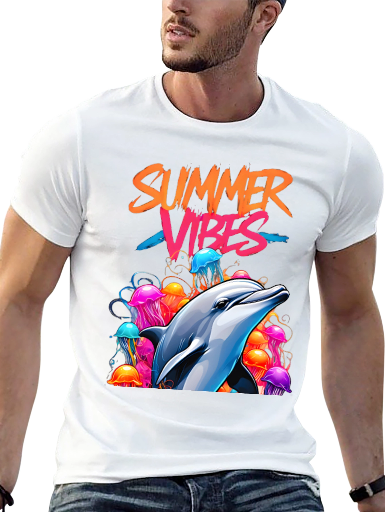 Summer Vibes Dolphin Graphic Tee
