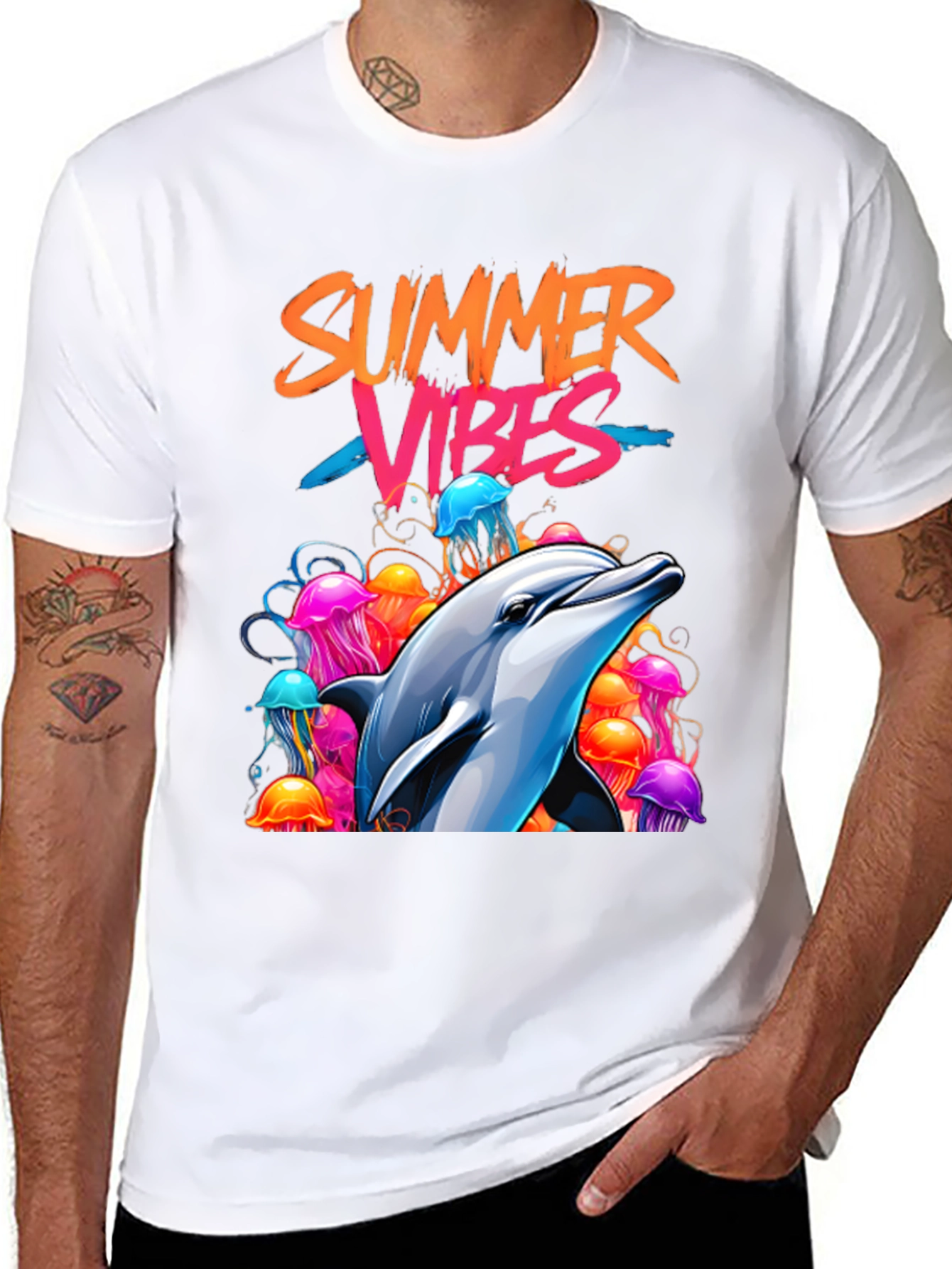 Summer Vibes Dolphin Graphic Tee