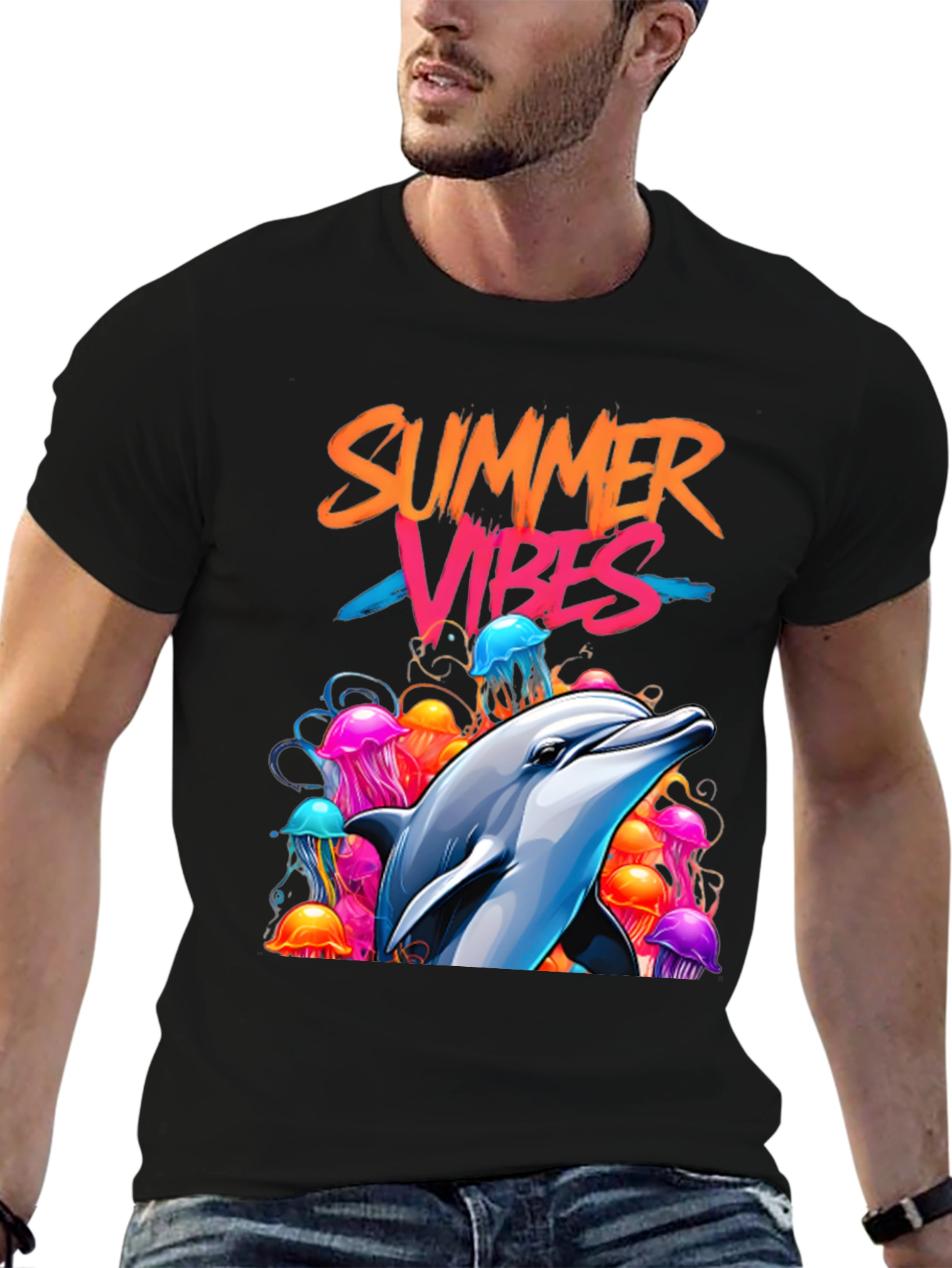 Summer Vibes Dolphin Graphic Tee