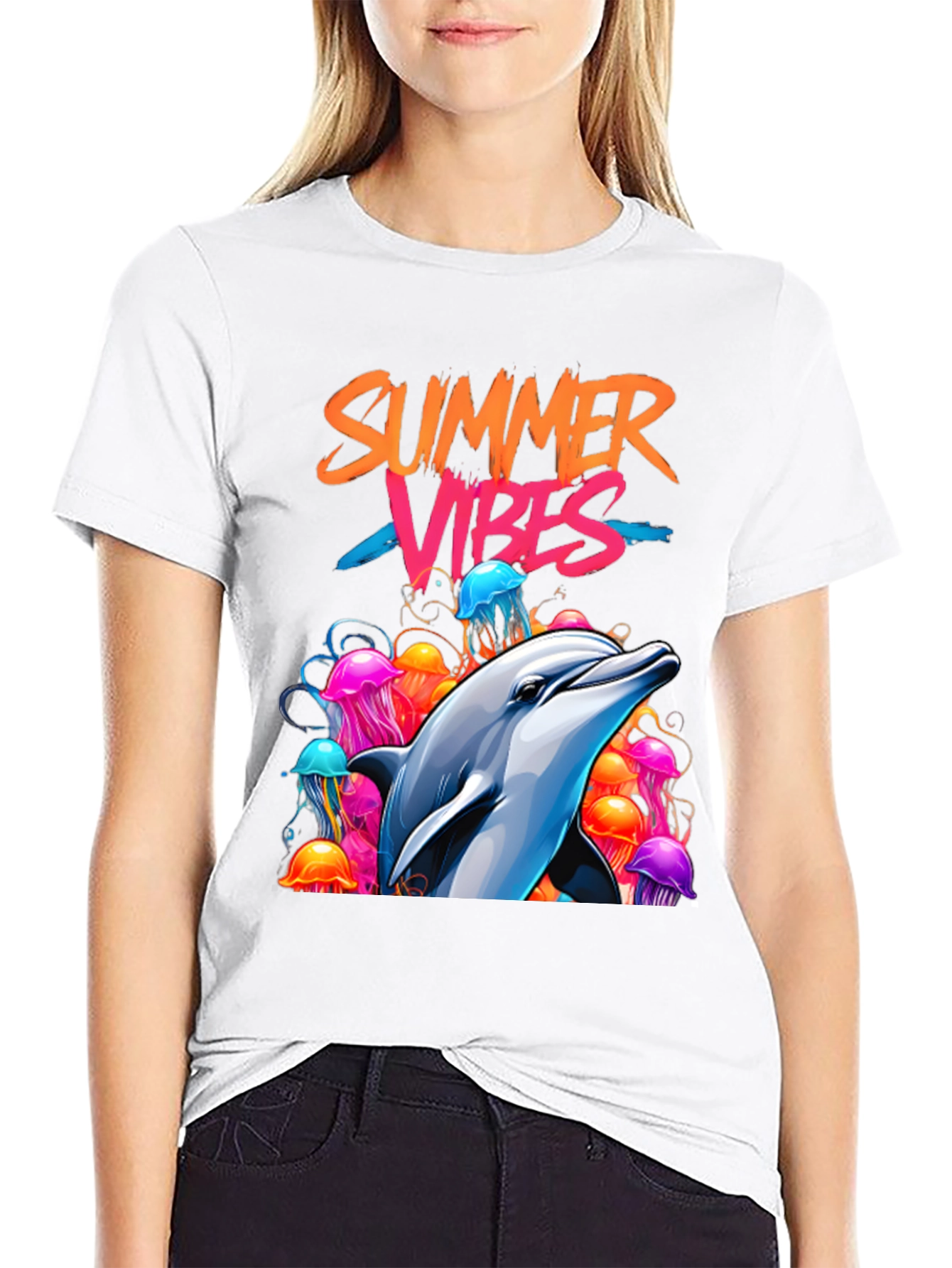 Summer Vibes Dolphin Graphic Tee