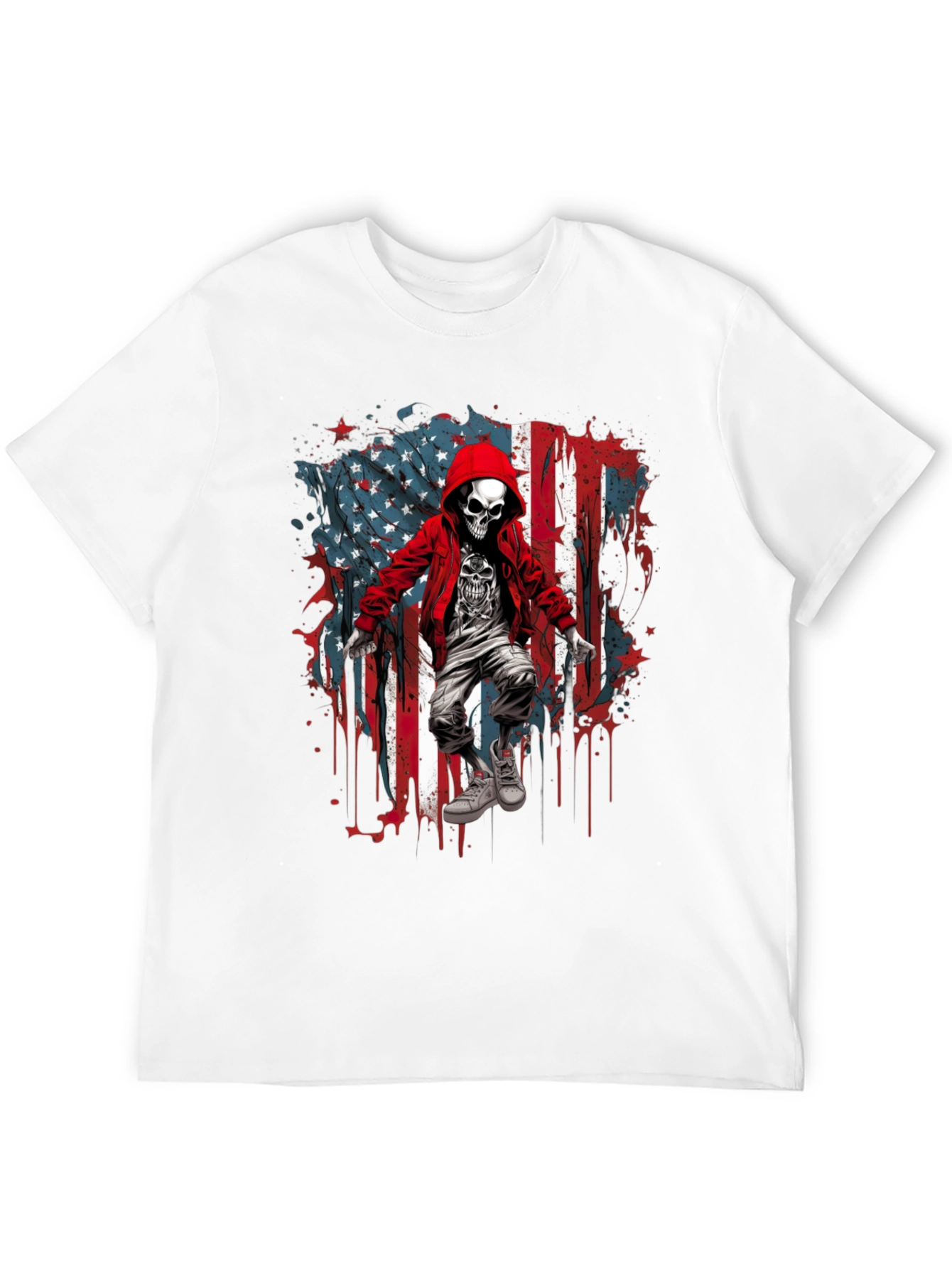 Skull USA Flag Graphic T-Shirt