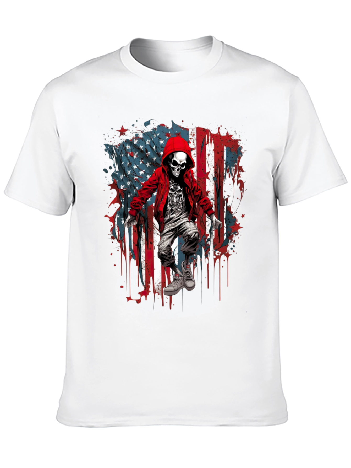 Skull USA Flag Graphic T-Shirt