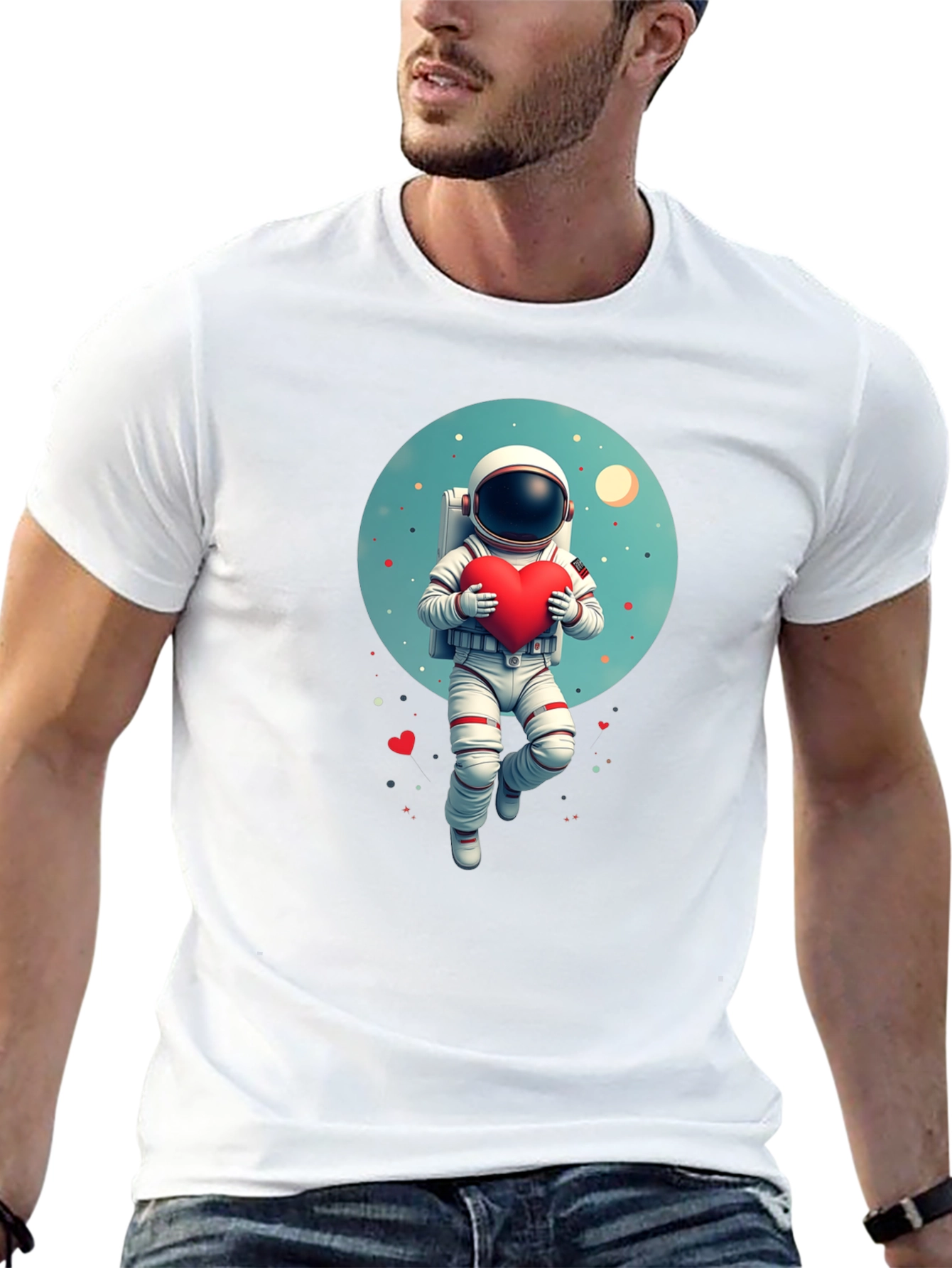 Astronaut Holding Heart Graphic Tee