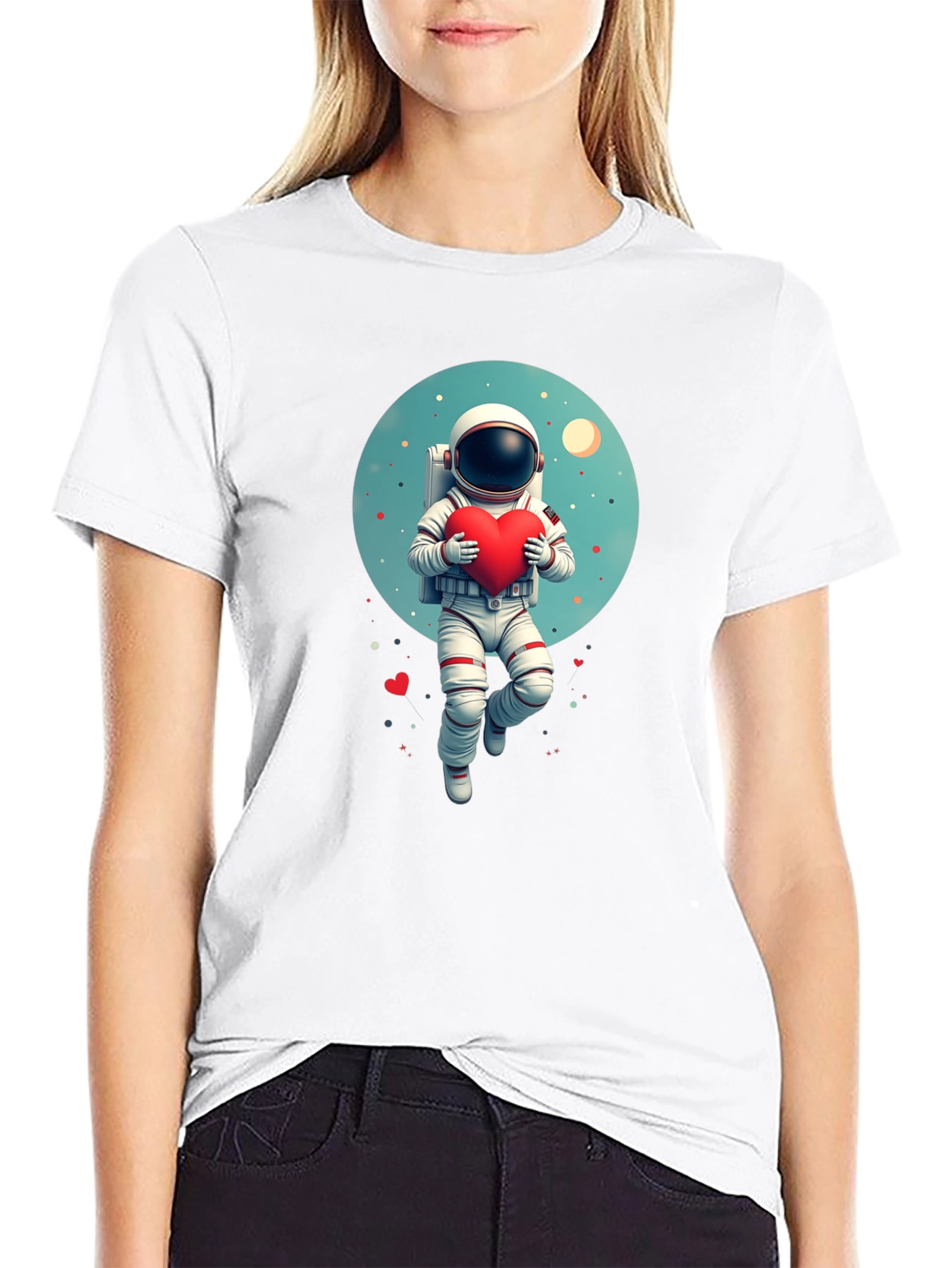 Astronaut Holding Heart Graphic Tee