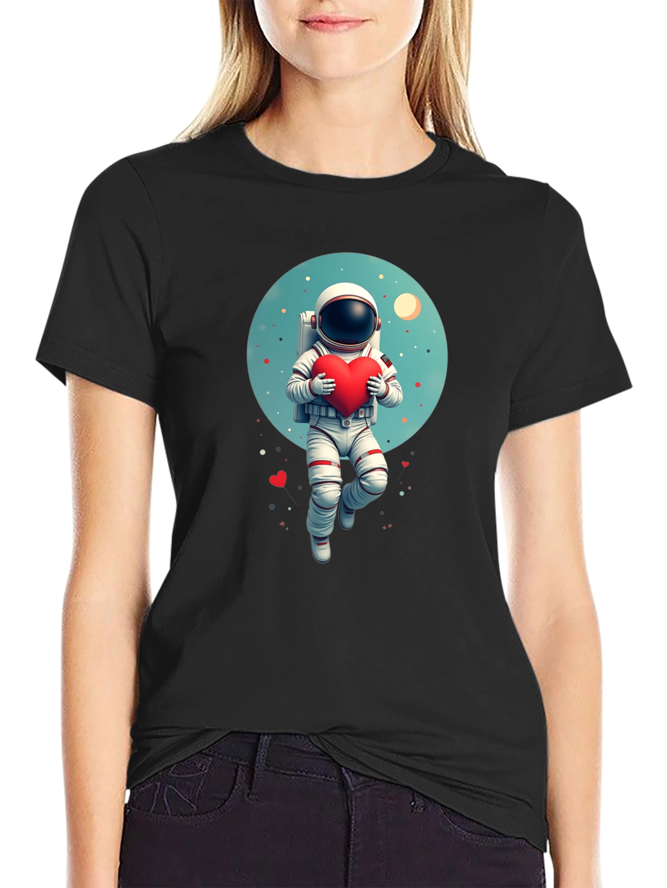 Astronaut Holding Heart Graphic Tee