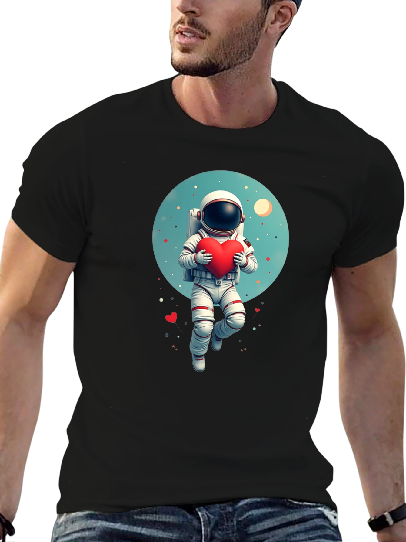 Astronaut Holding Heart Graphic Tee