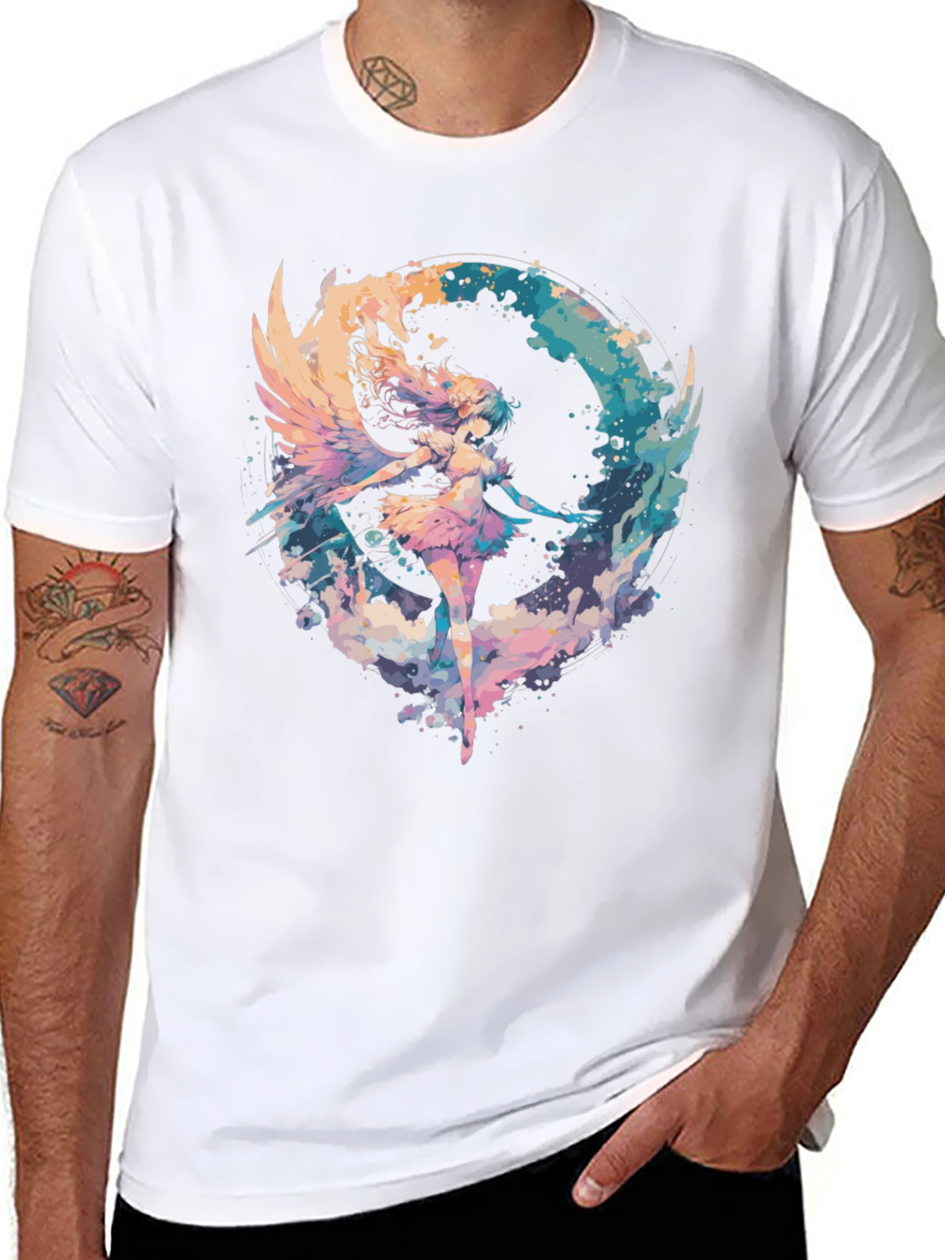 Angel Wings Graphic Tee - Stylish Black T-Shirt