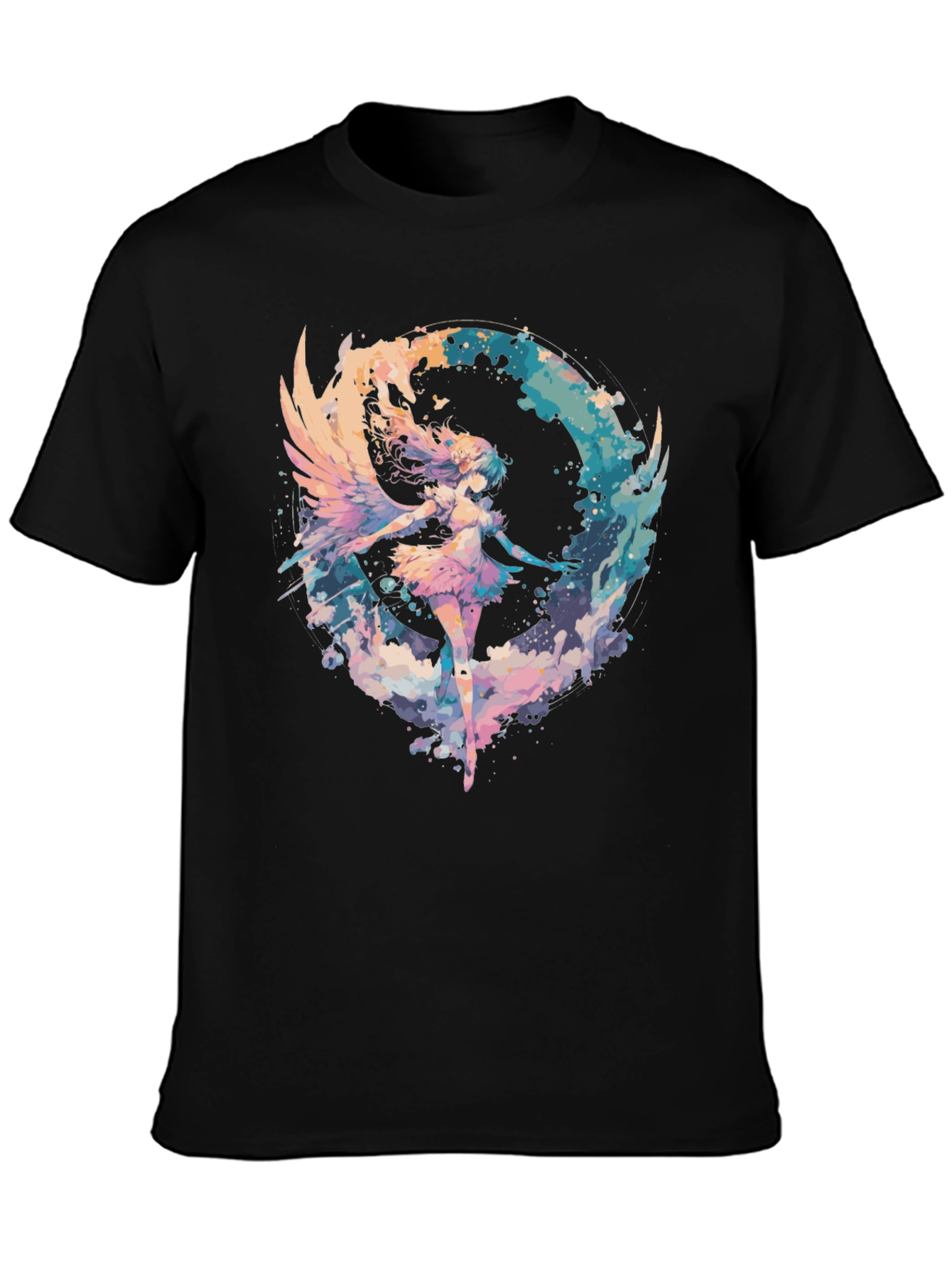 Angel Wings Graphic Tee - Stylish Black T-Shirt