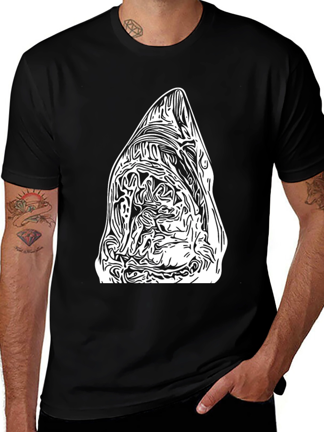 Abstract Graphic Tee - Black Cotton Blend