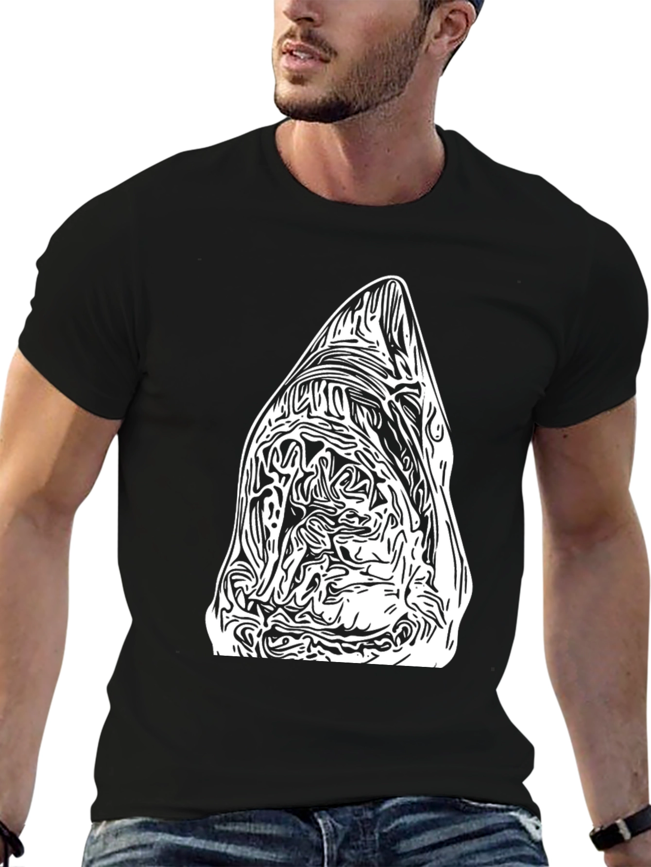 Abstract Graphic Tee - Black Cotton Blend