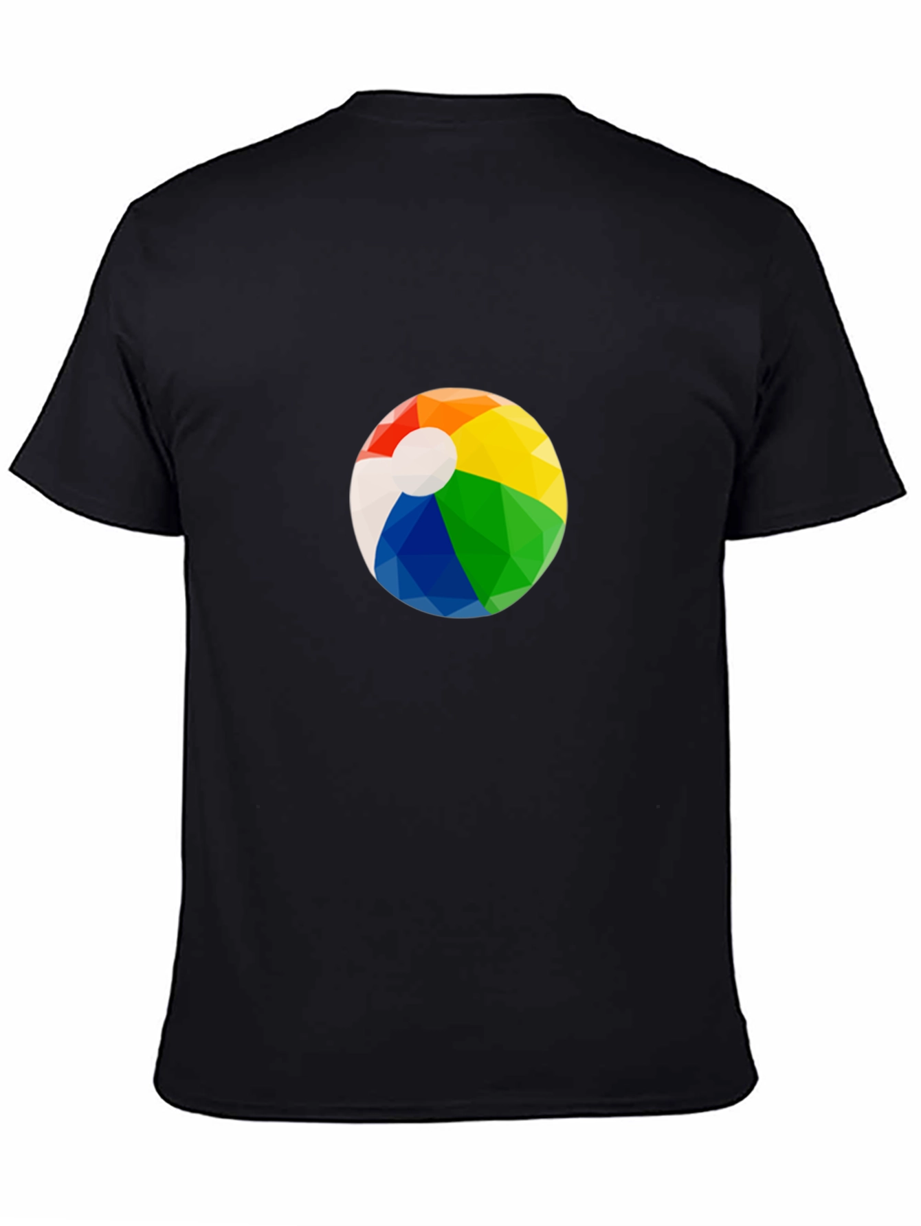 Mens Black Graphic T-Shirt with Beach Ball Design
