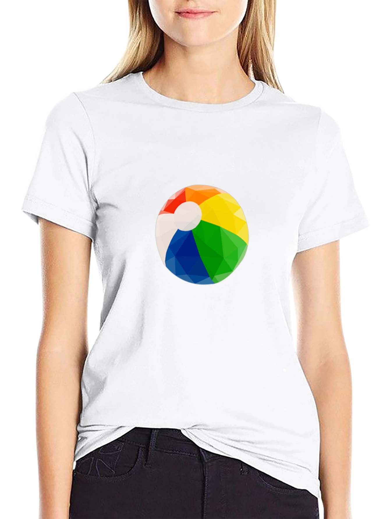 Mens Black Graphic T-Shirt with Beach Ball Design