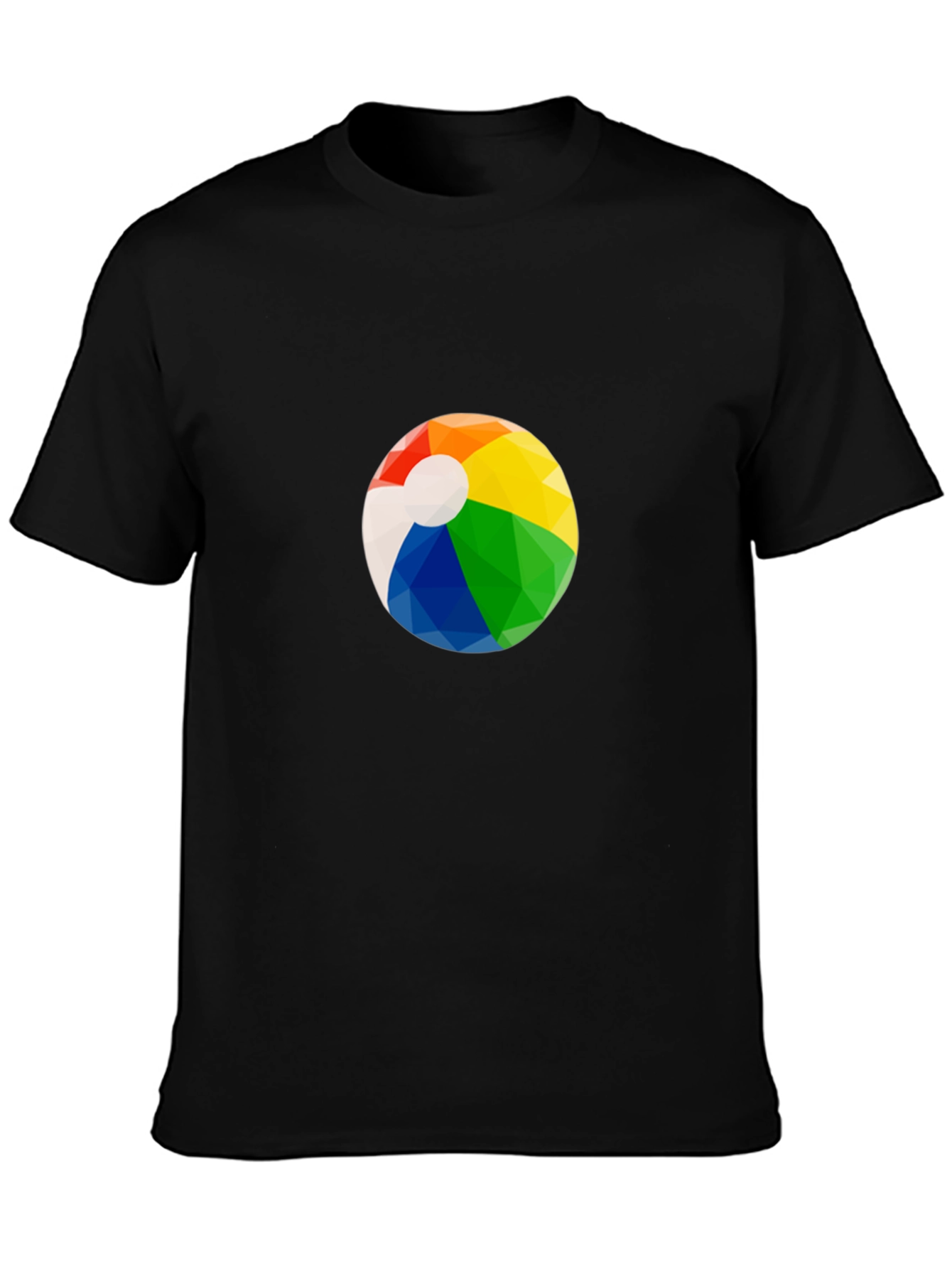 Mens Black Graphic T-Shirt with Beach Ball Design