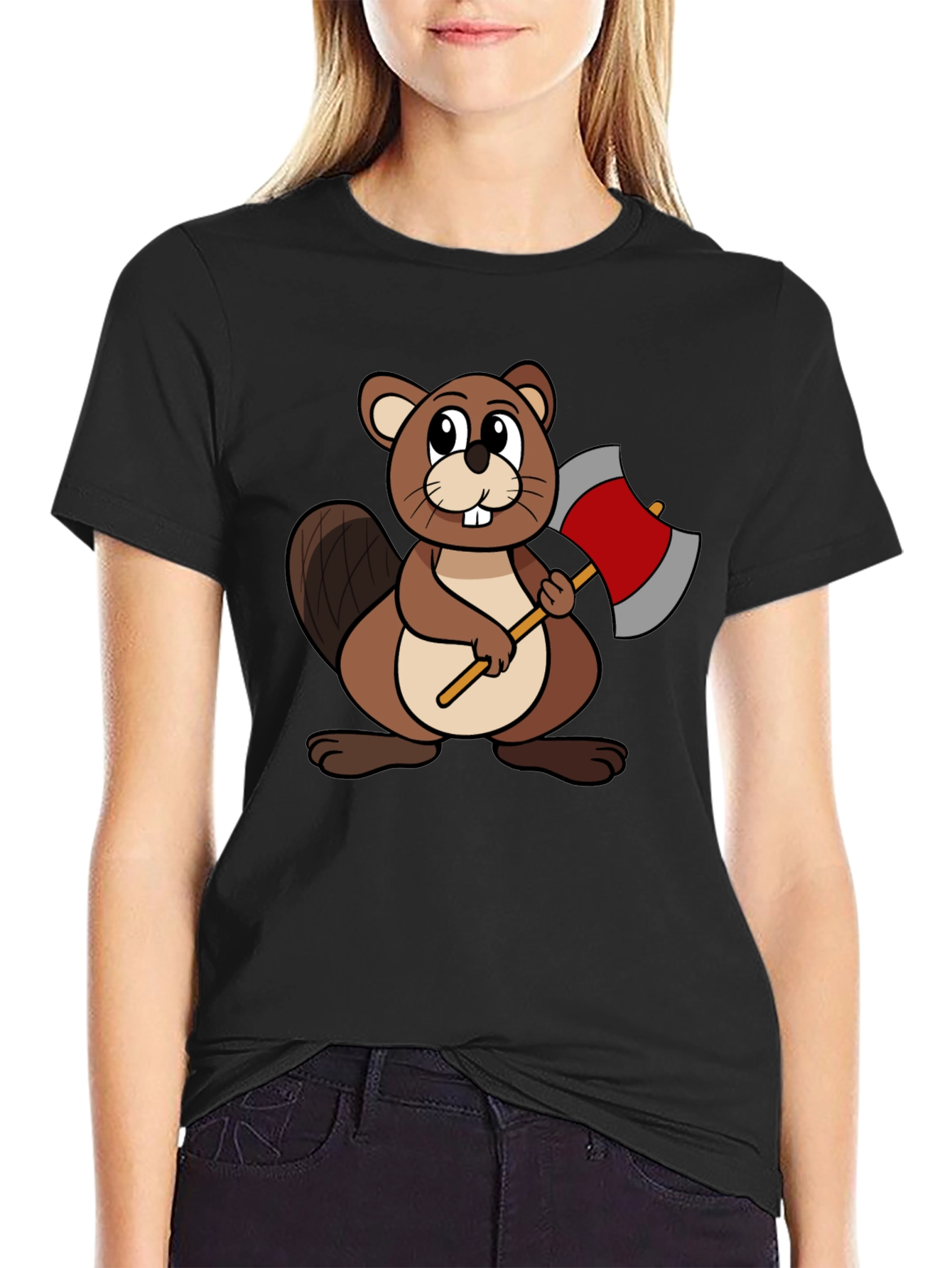 Cartoon Beaver T-Shirt - Lumberjack Style