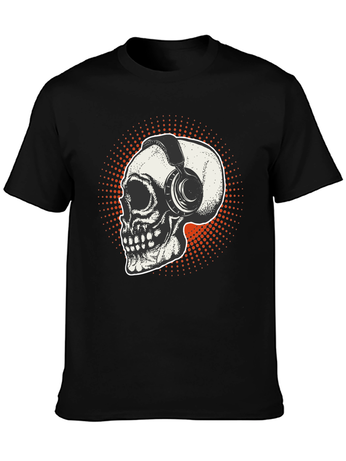 Skull & Headphones Graphic T-Shirt - Black