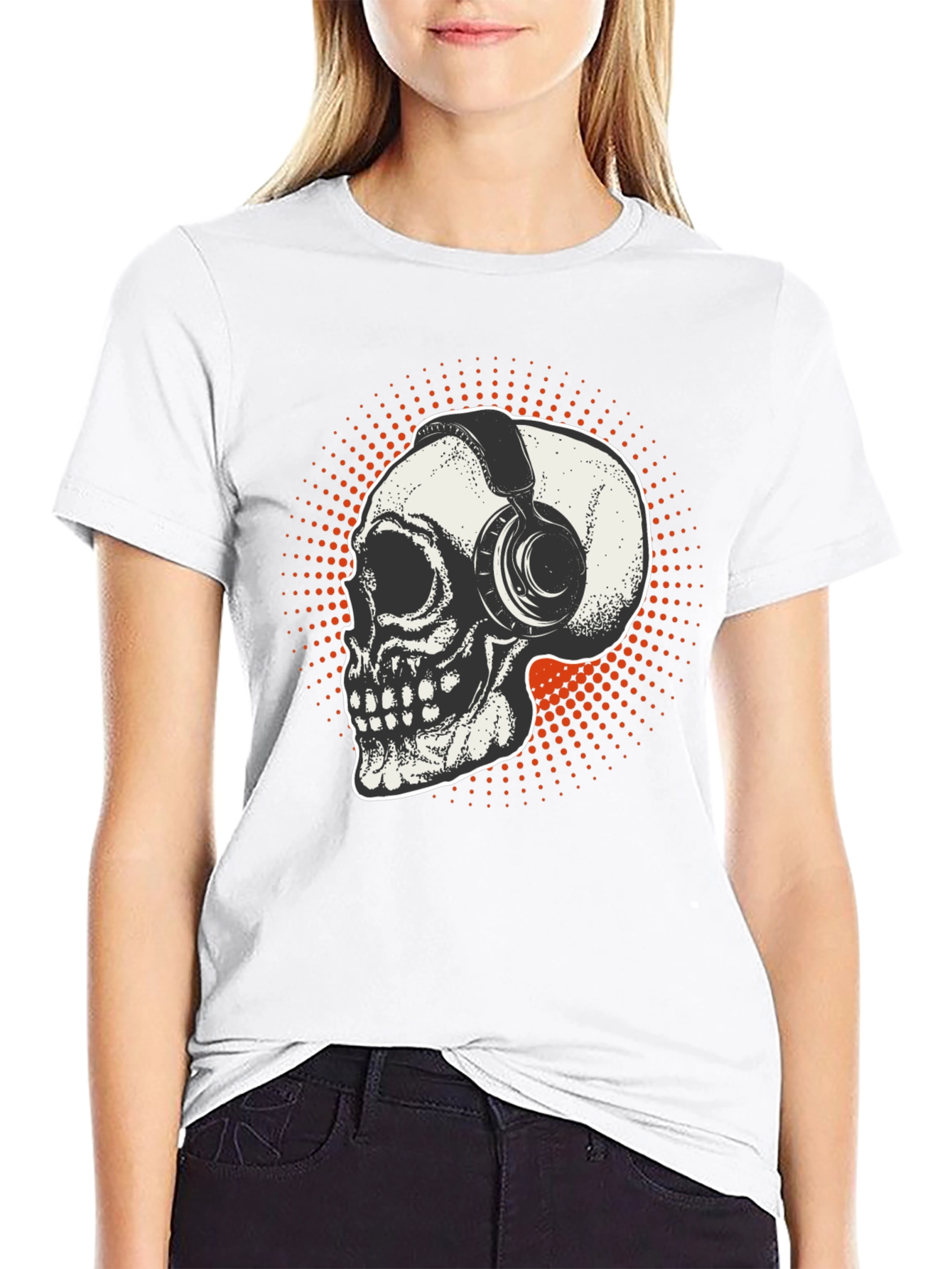 Skull & Headphones Graphic T-Shirt - Black