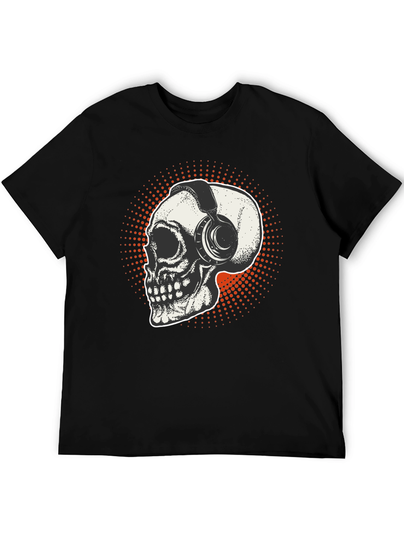Skull & Headphones Graphic T-Shirt - Black