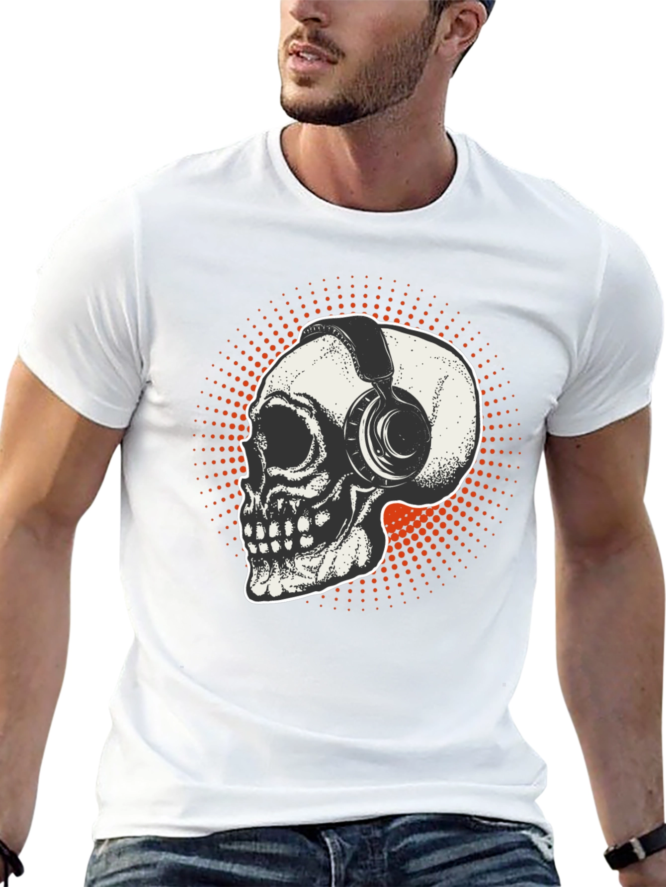 Skull & Headphones Graphic T-Shirt - Black