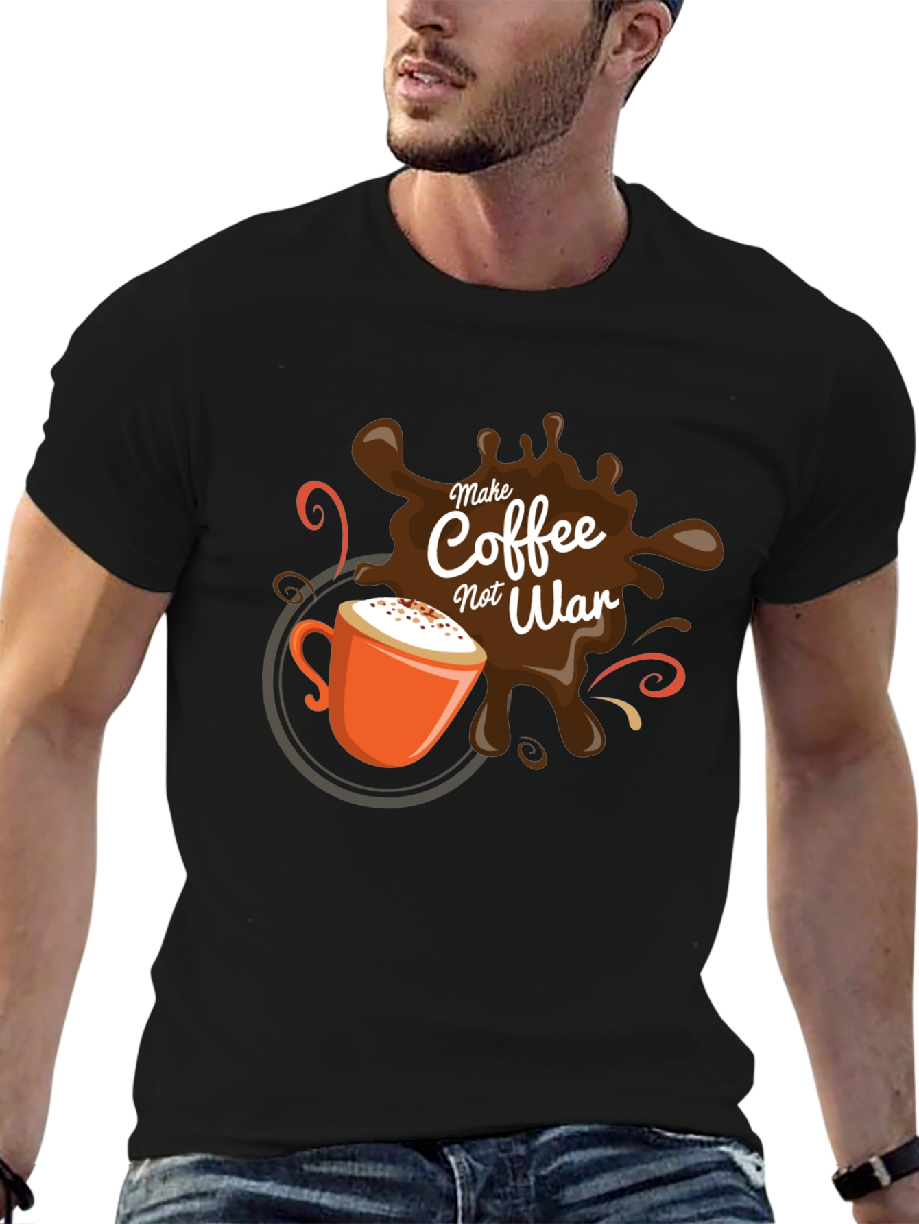 Coffee Not War T-Shirt - Black Graphic Tee