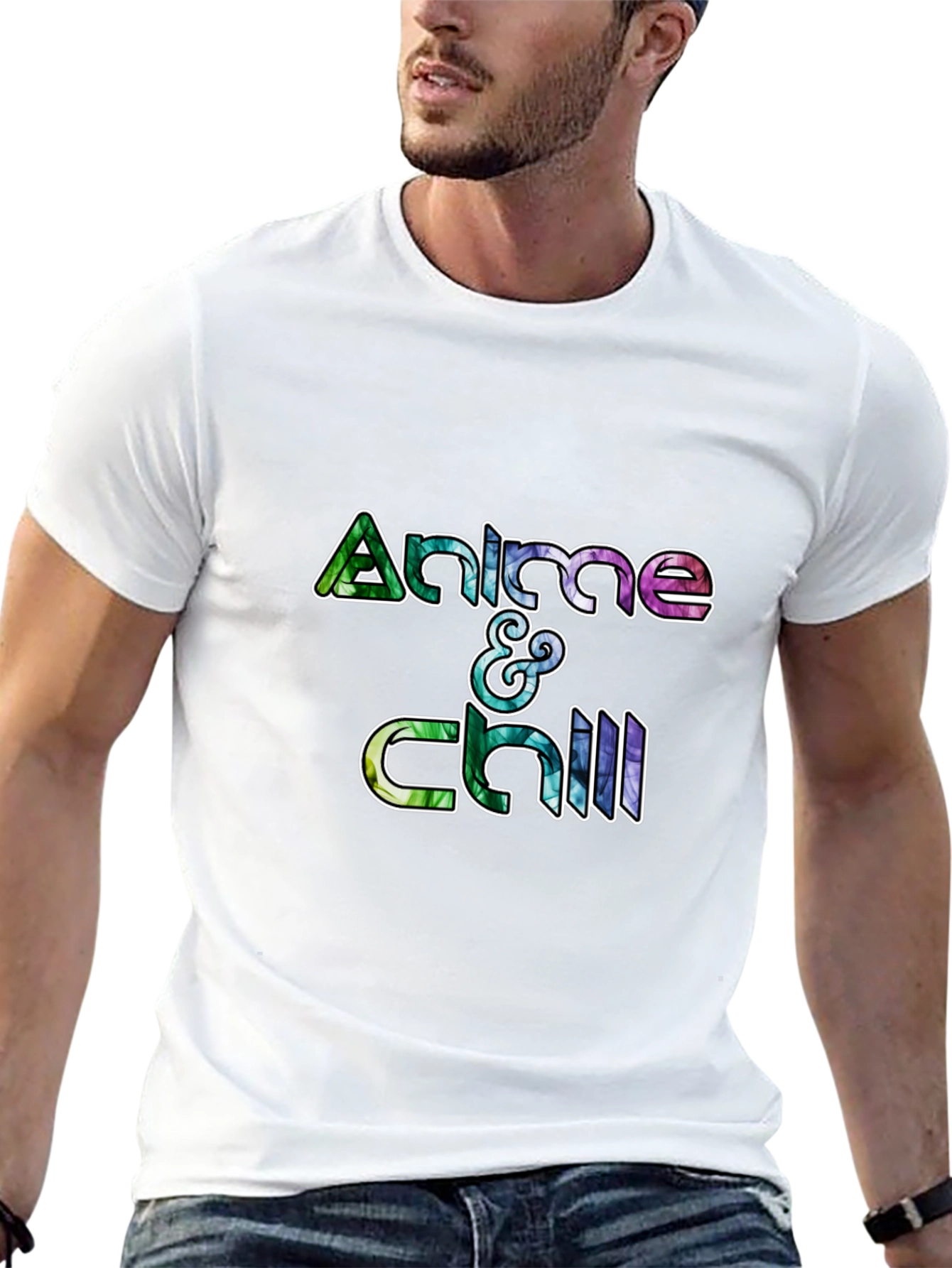 Anime & Chill Graphic Tee - Black Cotton T-Shirt