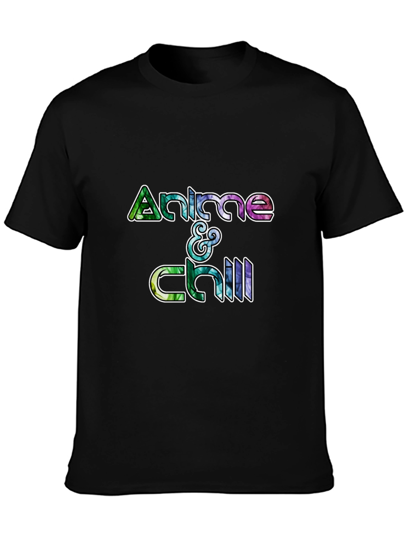 Anime & Chill Graphic Tee - Black Cotton T-Shirt